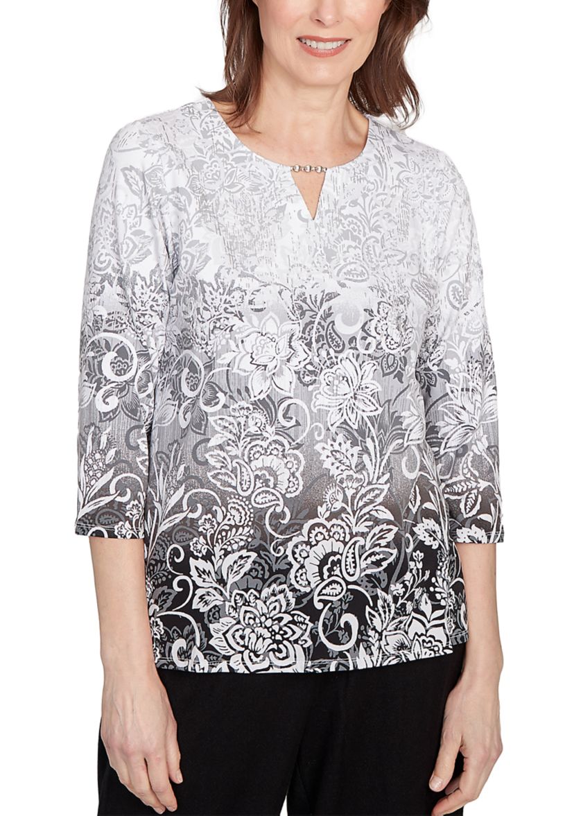Womens Santa Barbara Ombré Scroll Top