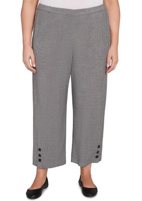 Alfred Dunner Women's Plus Size Santa Barbara Button Cuff Ankle Pants, Grey, 22W