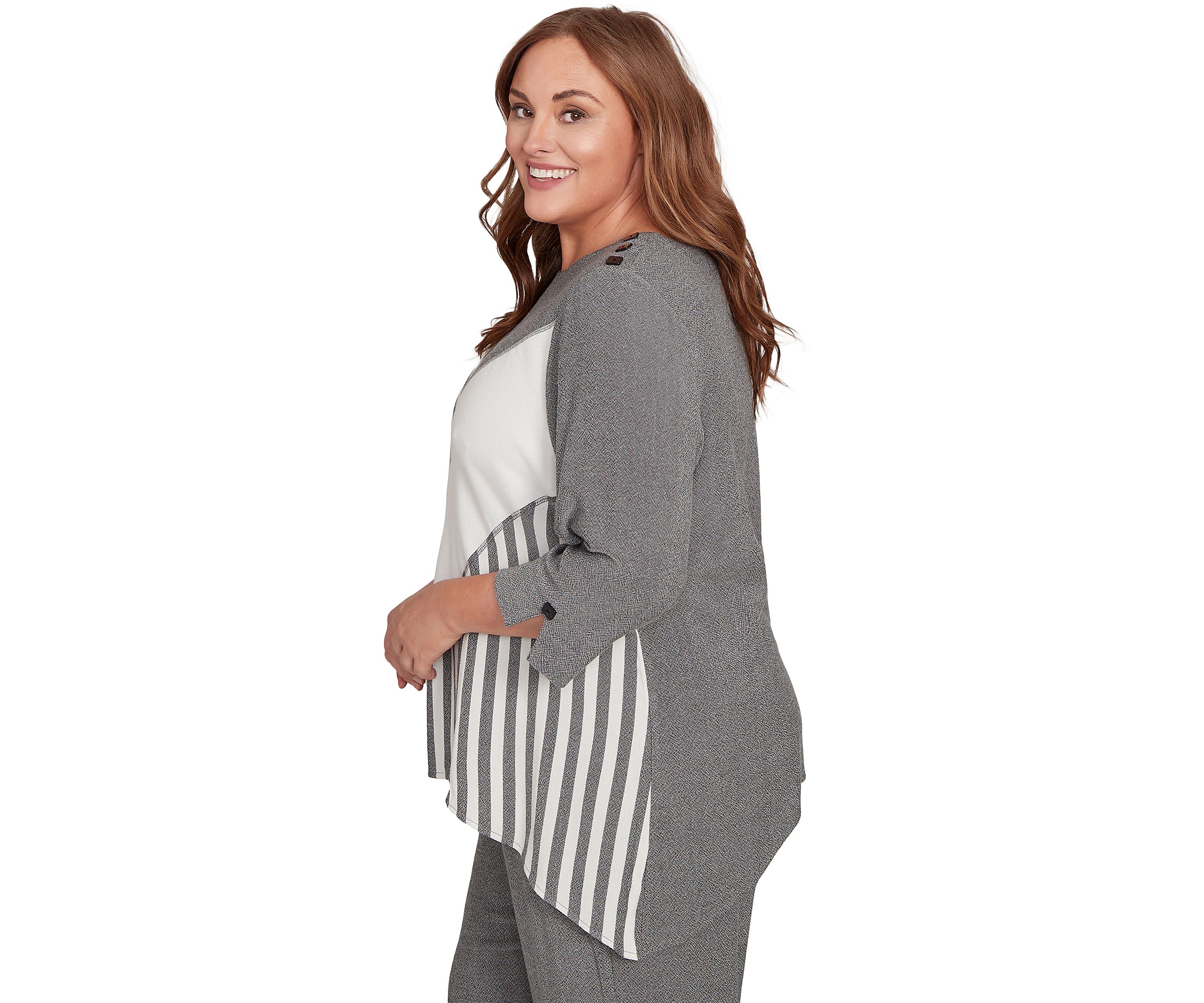 Plus Size Santa Barbara Diagonal Spliced Stripe Top