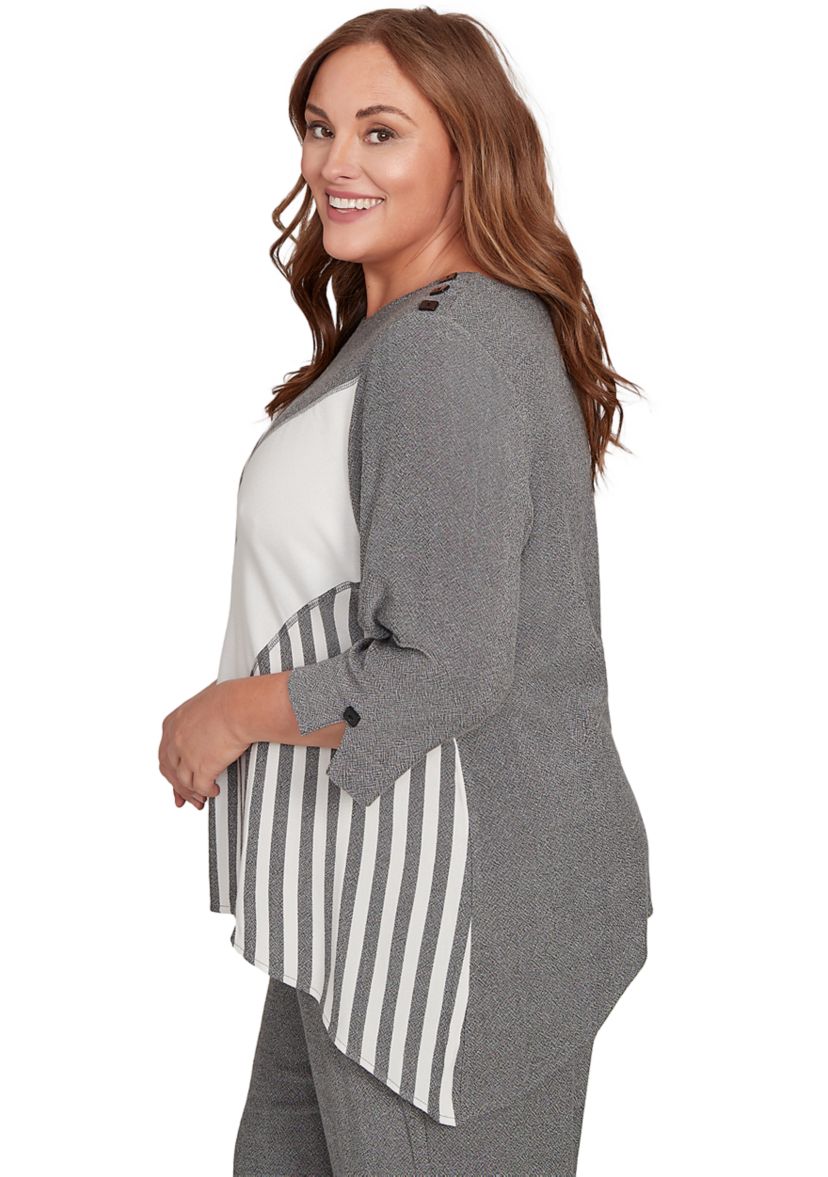 Plus Size Santa Barbara Diagonal Spliced Stripe Top