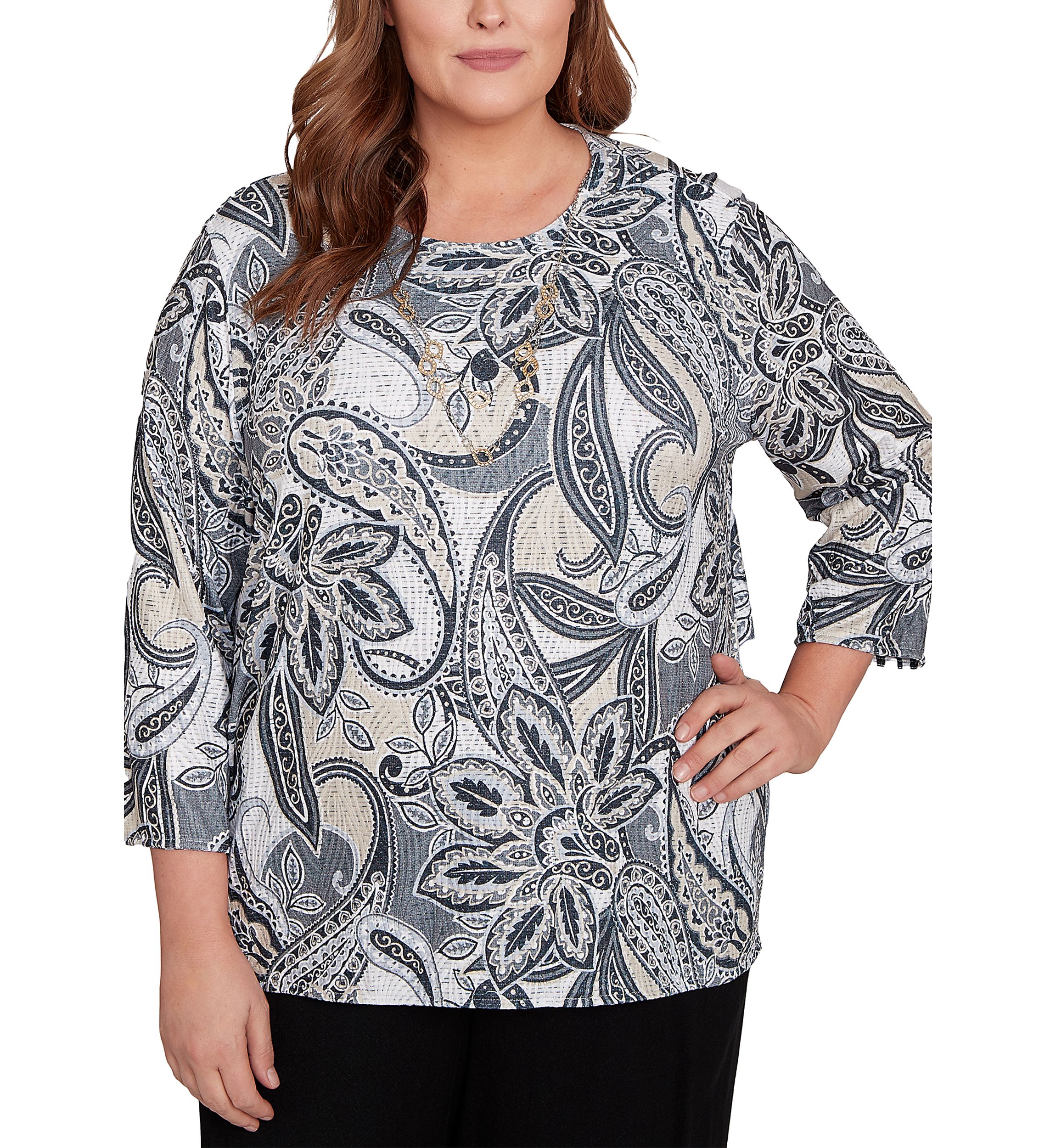 Plus Size Santa Barbara Reversible Paisley Skin Top