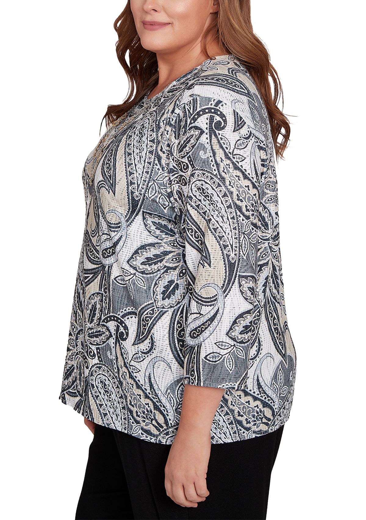 Plus Size Santa Barbara Reversible Paisley Skin Top