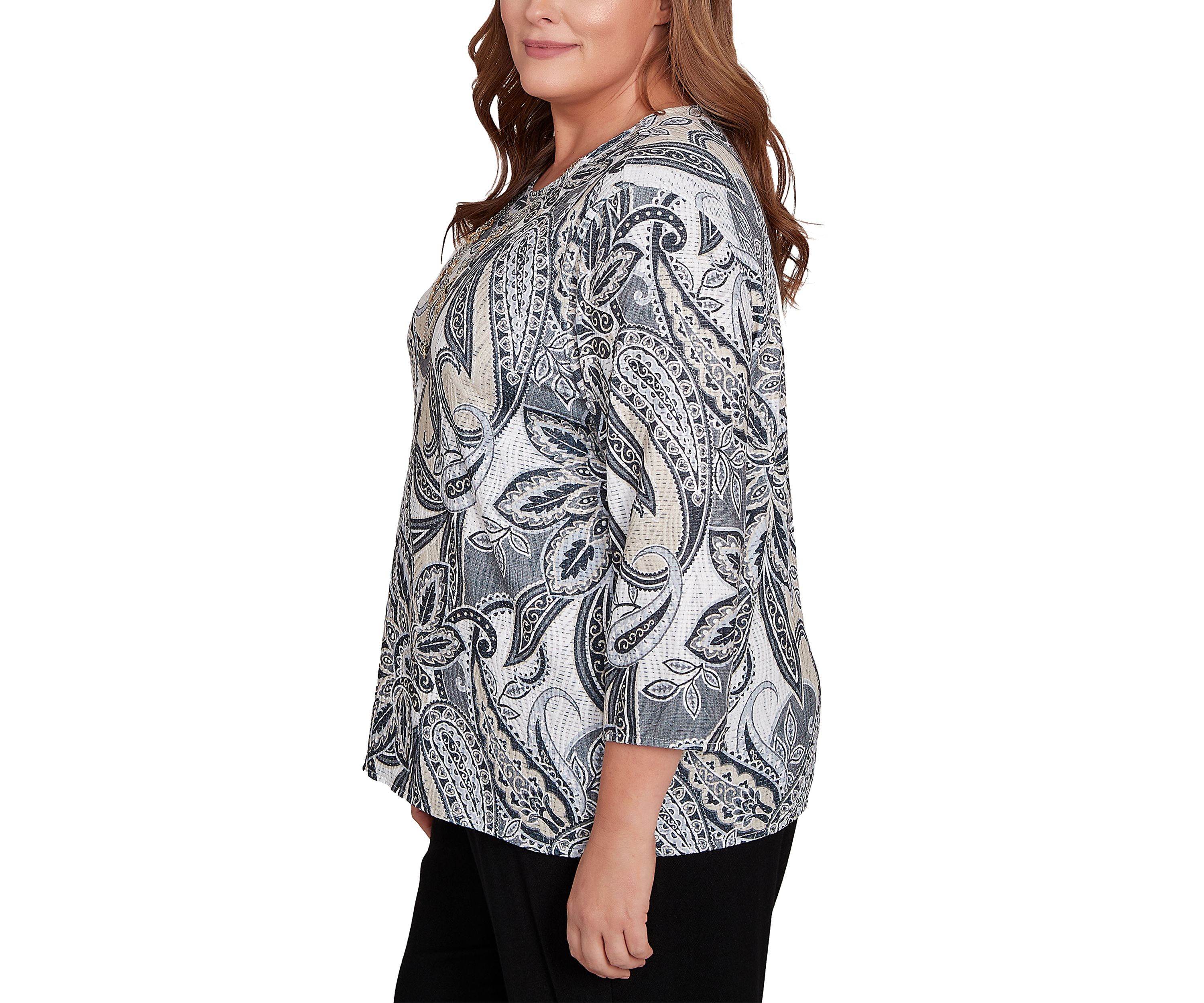 Plus Size Santa Barbara Reversible Paisley Skin Top
