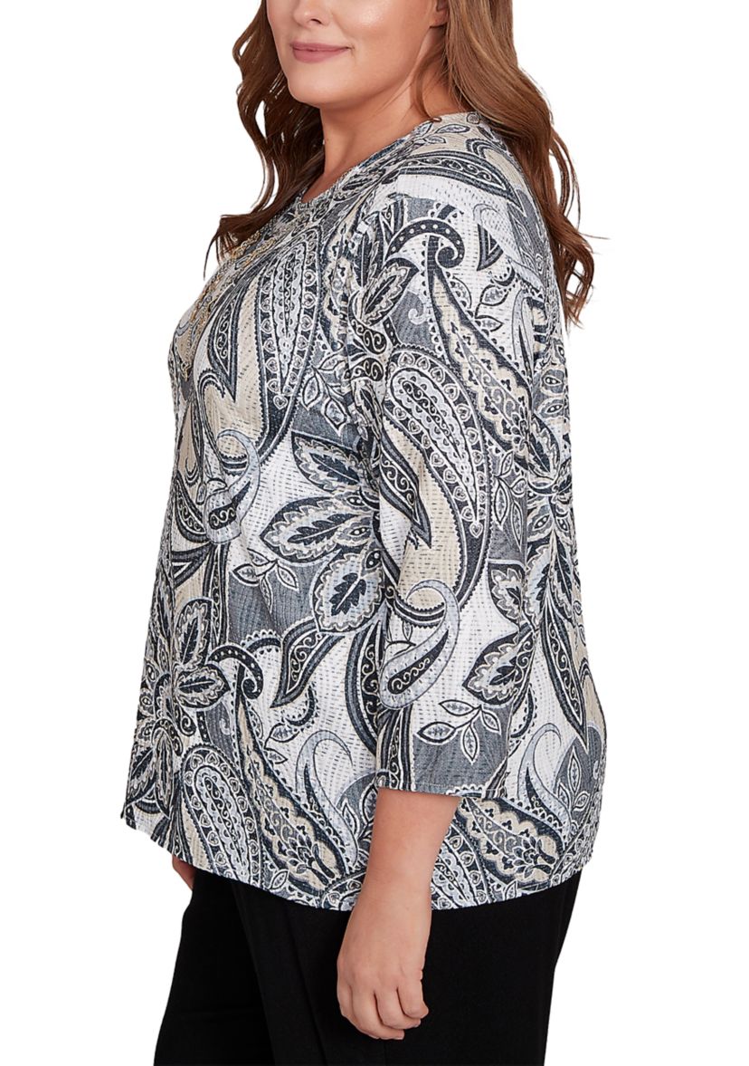 Plus Size Santa Barbara Reversible Paisley Skin Top