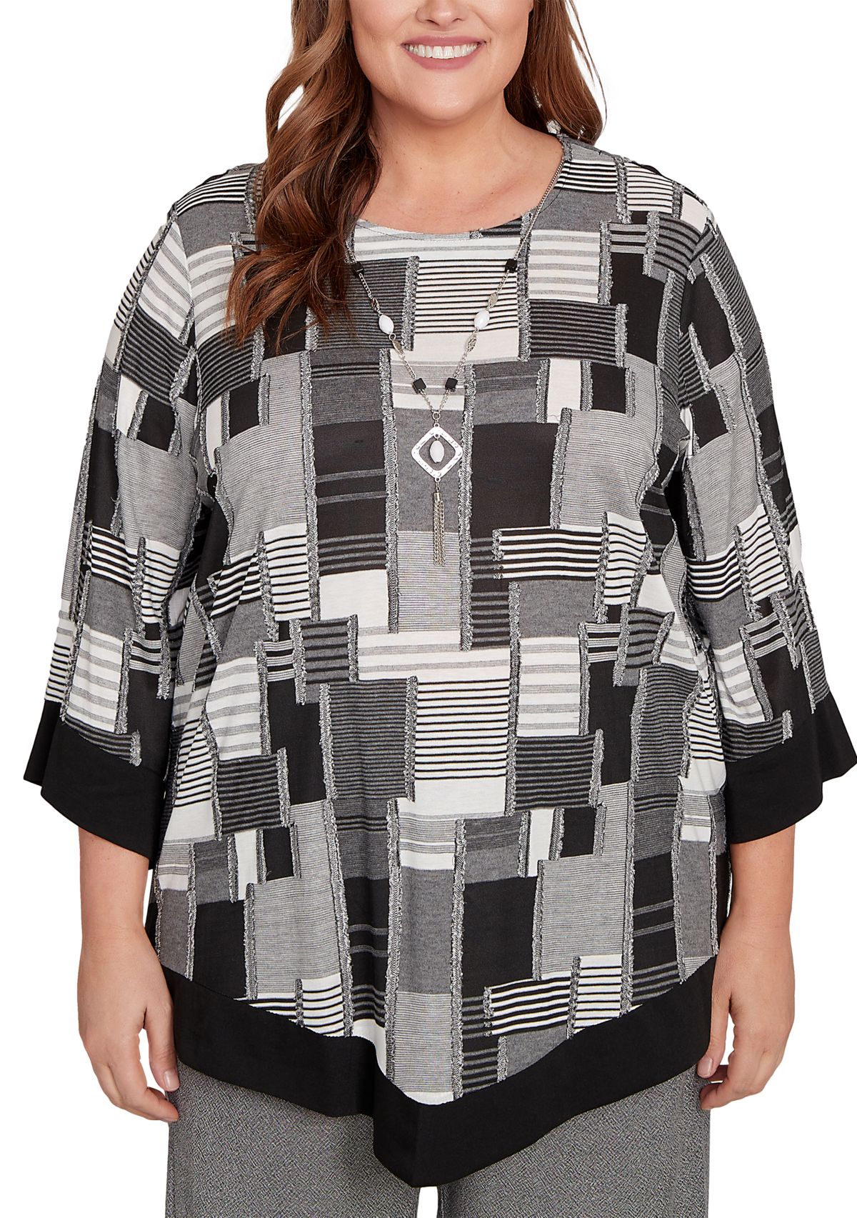 Plus Size Santa Barbara Patchwork with Solid Black Trim