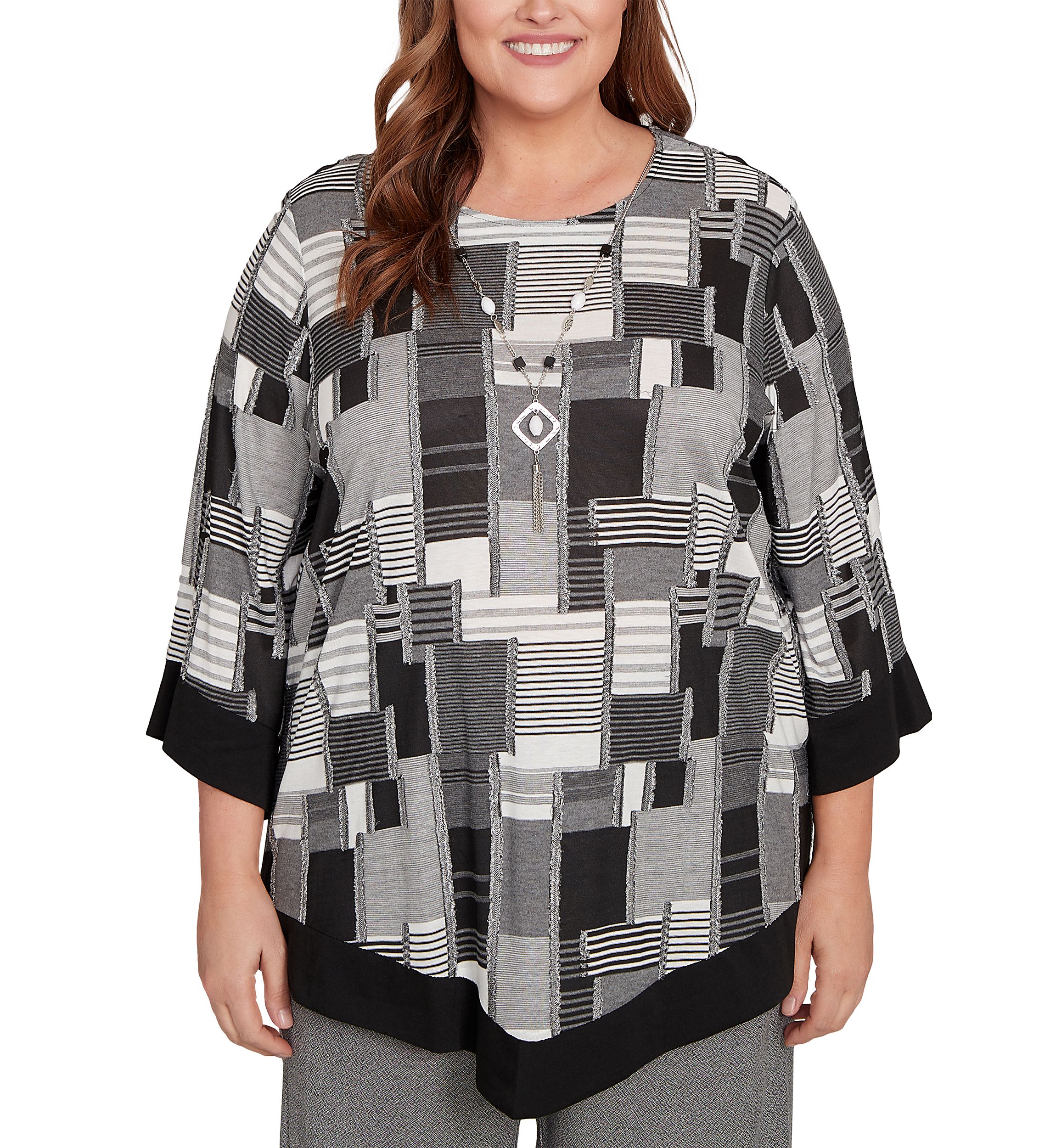 Plus Size Santa Barbara Patchwork with Solid Black Trim