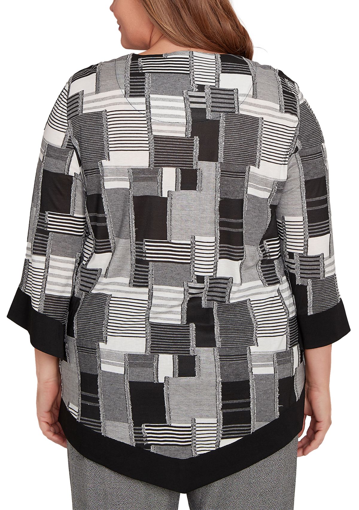 Plus Size Santa Barbara Patchwork with Solid Black Trim