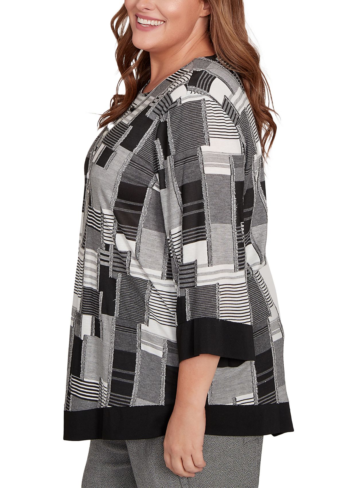 Plus Size Santa Barbara Patchwork with Solid Black Trim