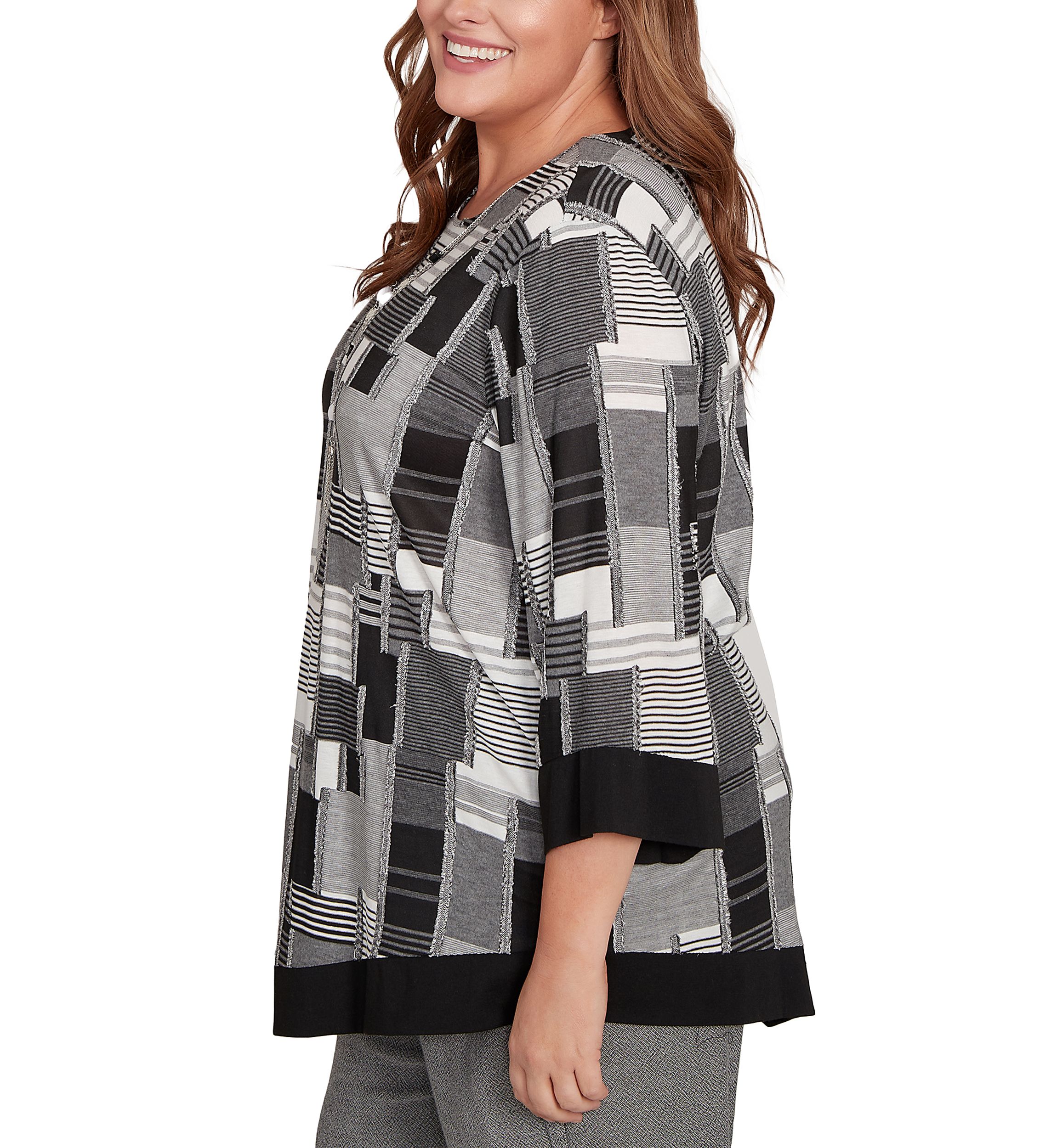 Plus Size Santa Barbara Patchwork with Solid Black Trim