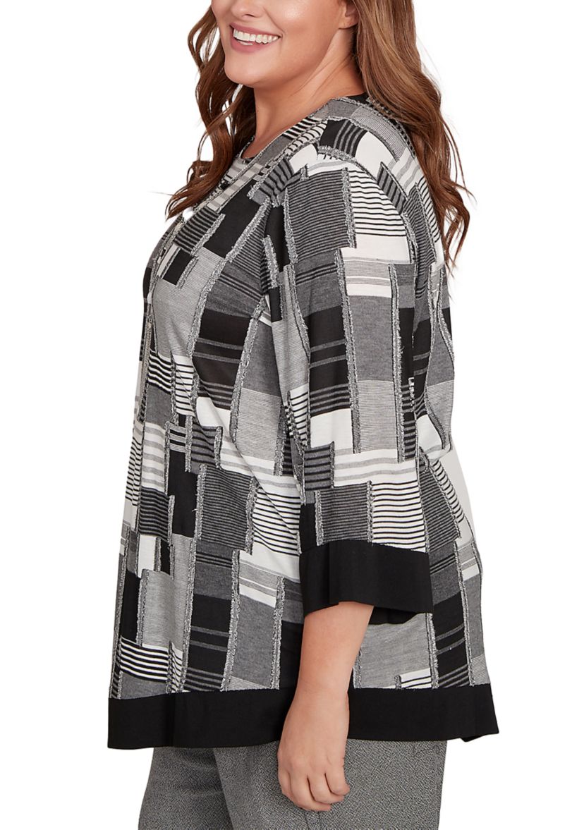 Plus Size Santa Barbara Patchwork with Solid Black Trim