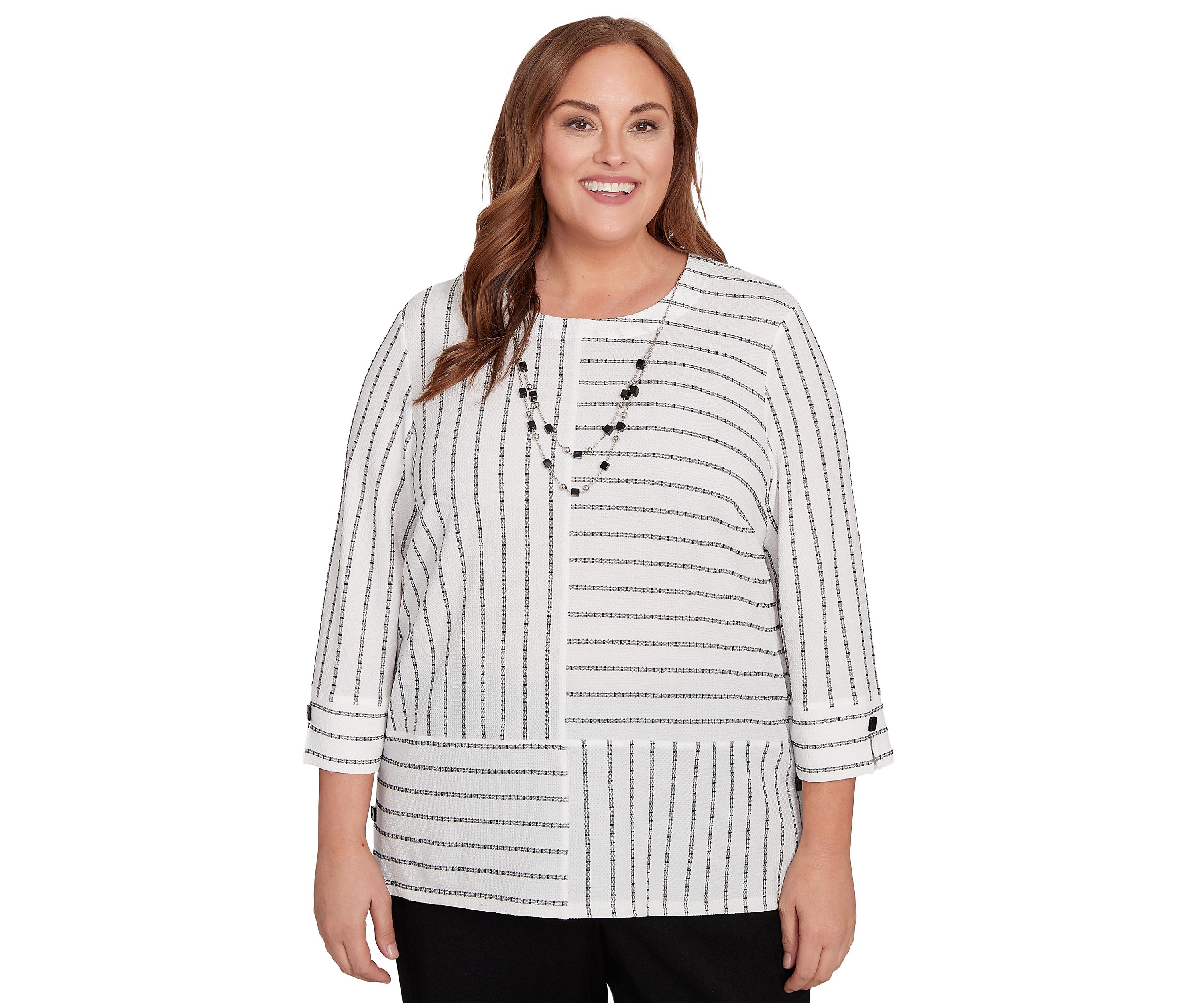 Plus Size Santa Barbara Spliced Texture Stripe Top