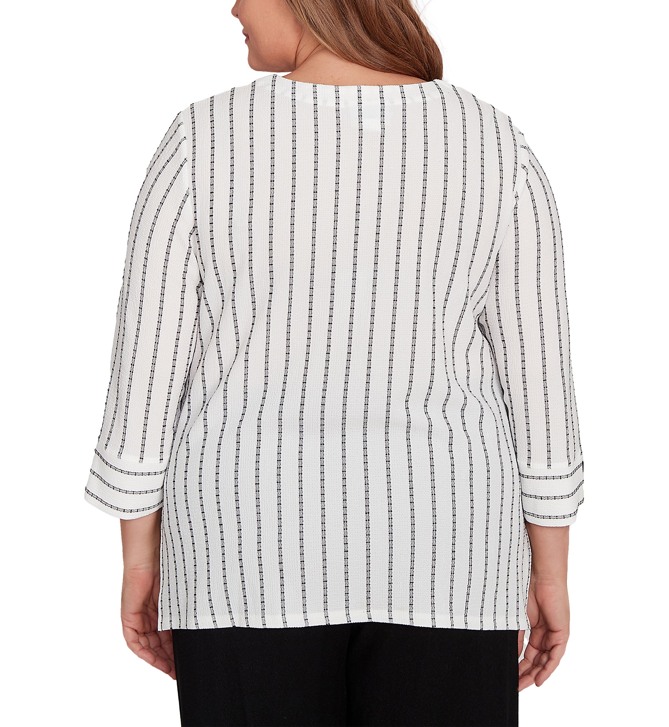 Plus Size Santa Barbara Spliced Texture Stripe Top