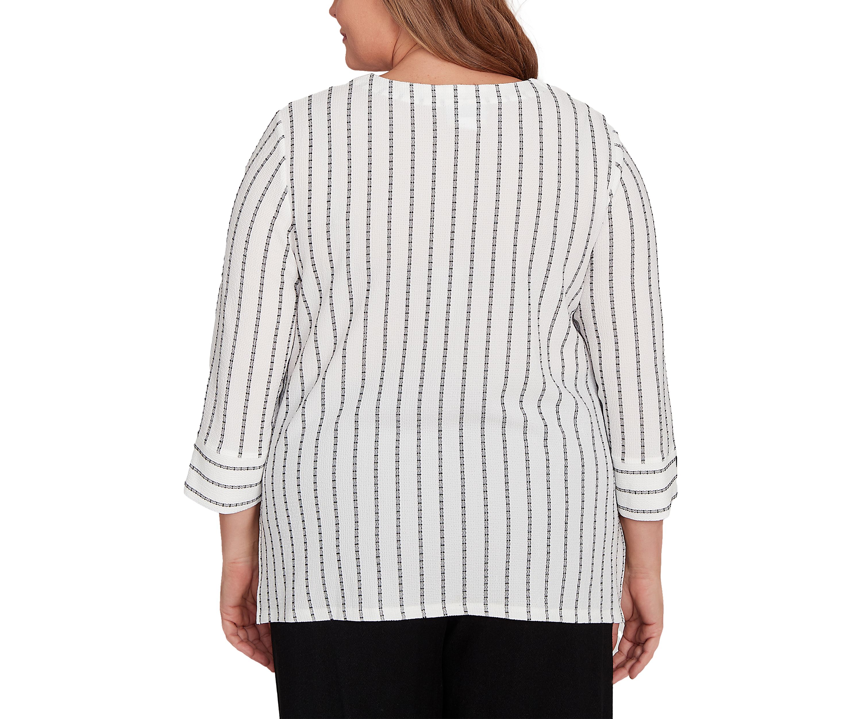 Plus Size Santa Barbara Spliced Texture Stripe Top