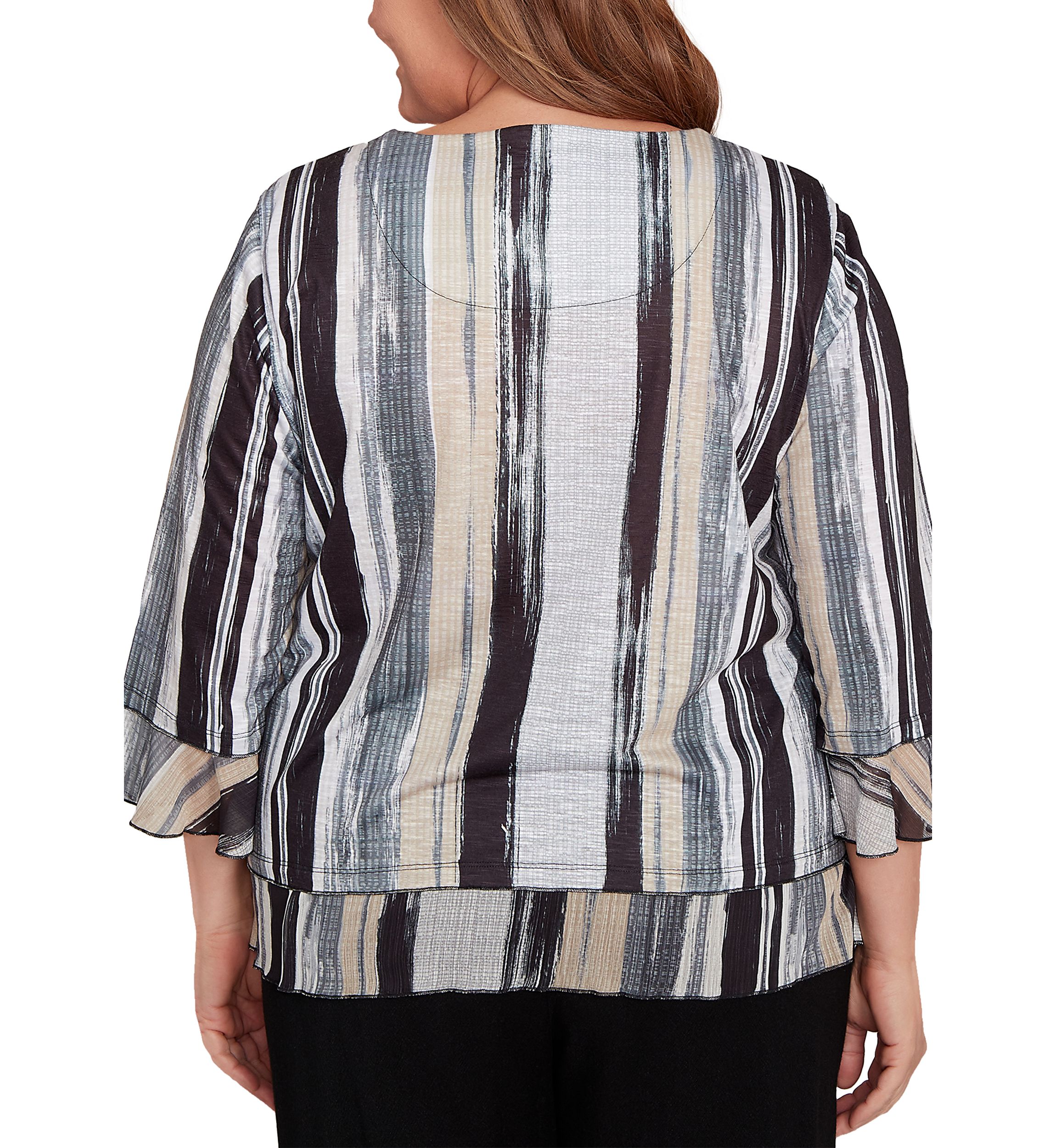 Plus Size Santa Barbara Etched Stripe Knit Top 