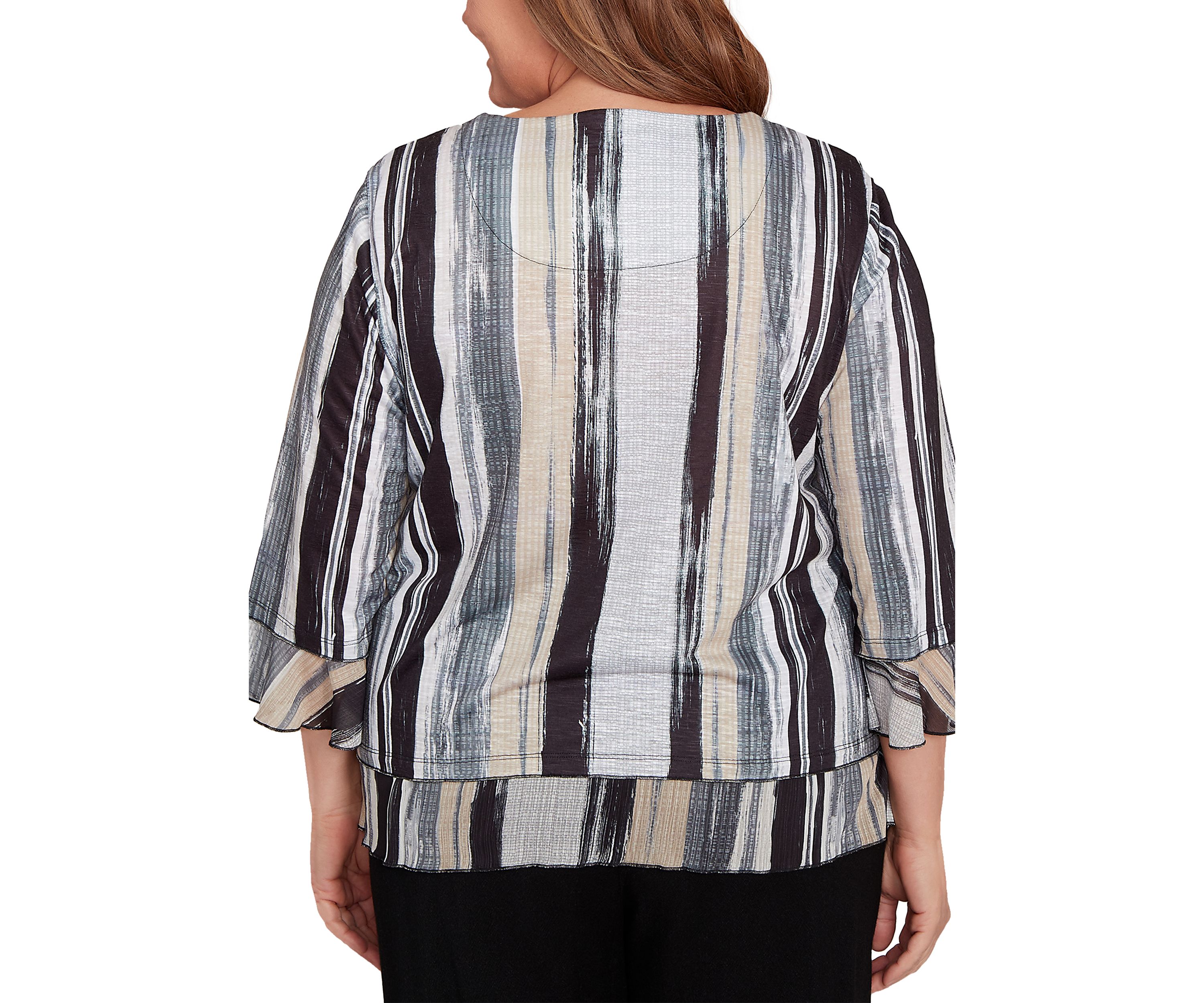 Plus Size Santa Barbara Etched Stripe Knit Top 
