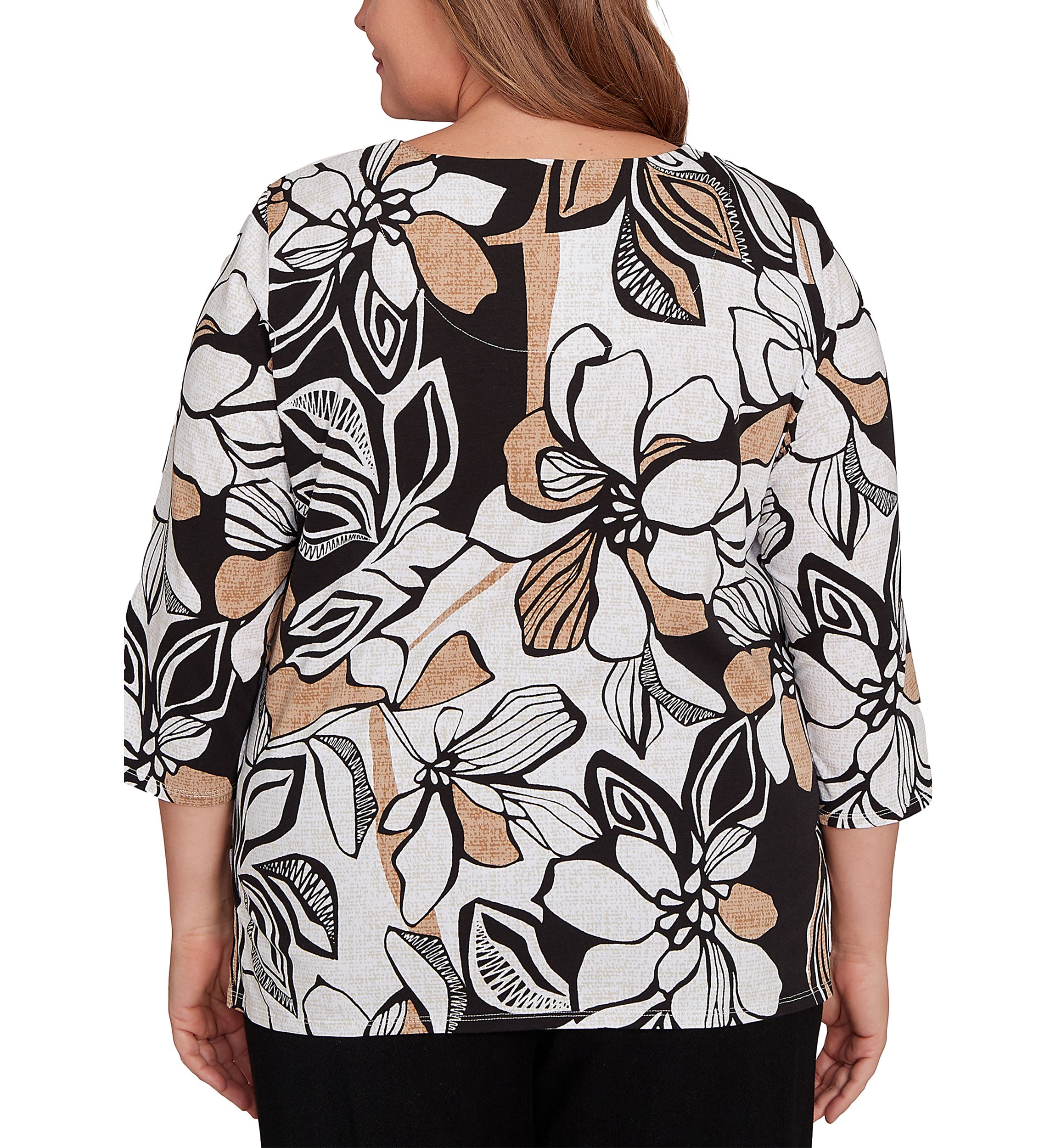Plus Size Santa Barbara Leaf Floral Top