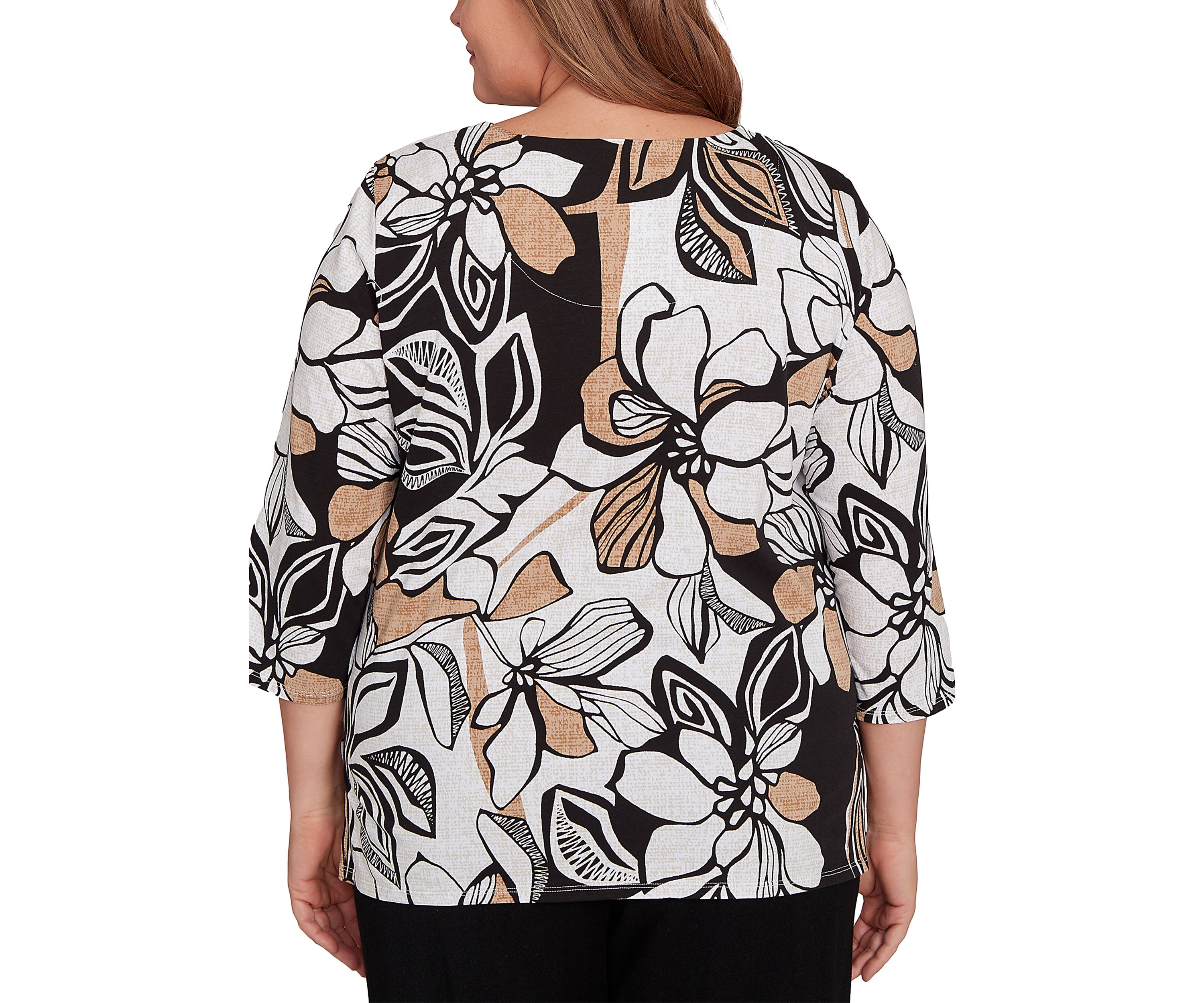 Plus Size Santa Barbara Leaf Floral Top