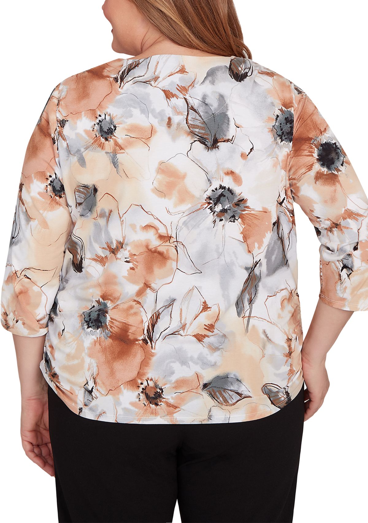 Alfred Dunner Plus Size Santa Barbara Watercolor Floral Top | Belk