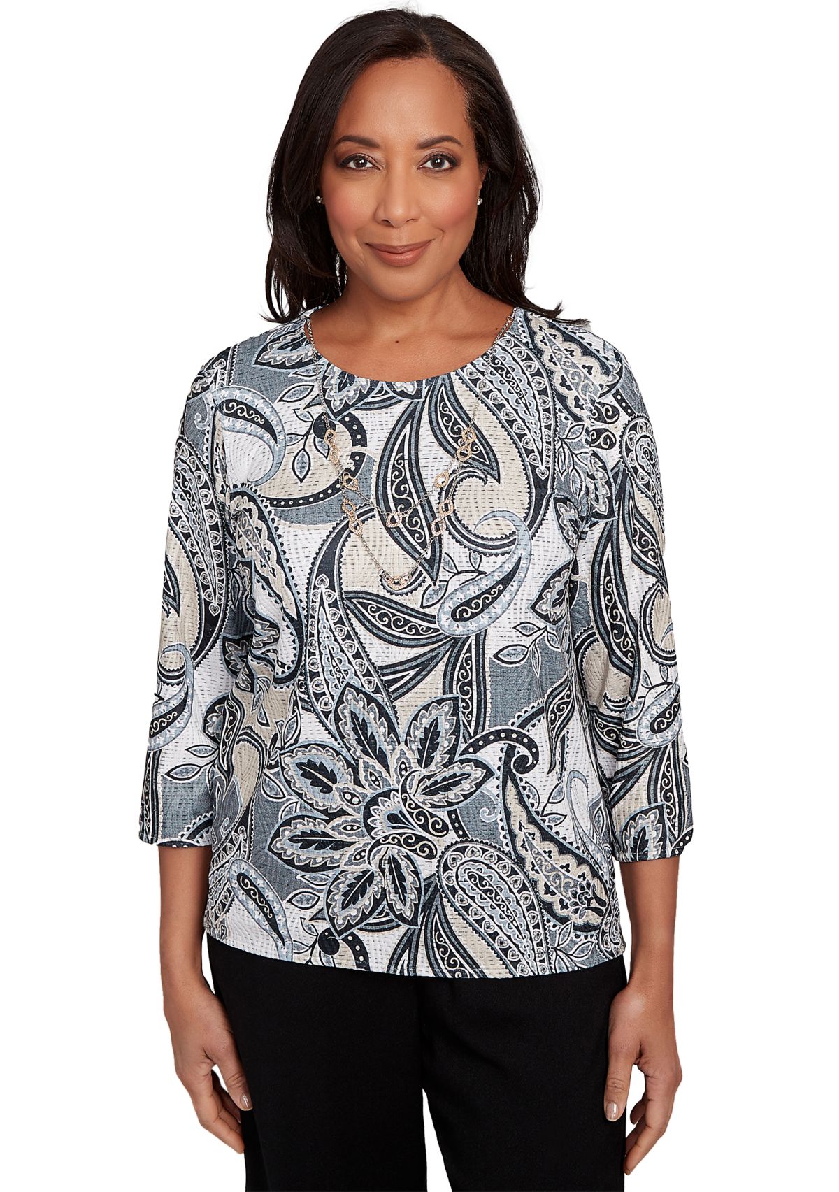Petite Santa Barbara Reversible Paisley Skin Top 