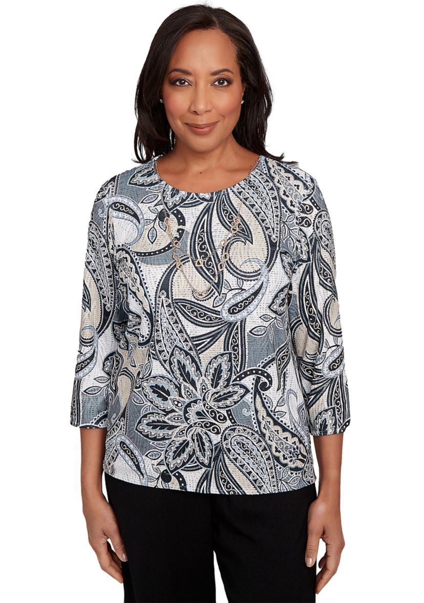 Petite Santa Barbara Reversible Paisley Skin Top 