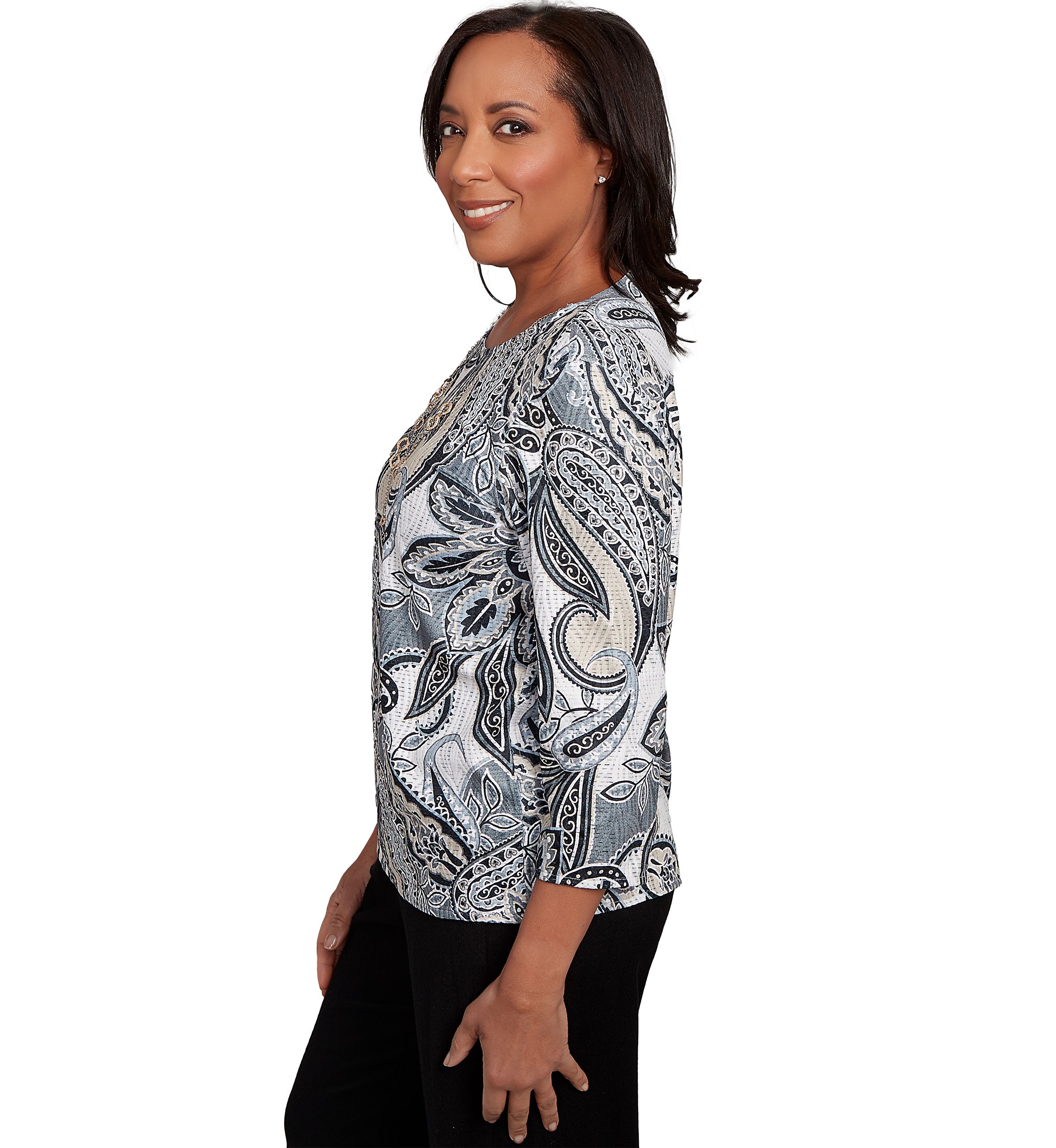 Petite Santa Barbara Reversible Paisley Skin Top 