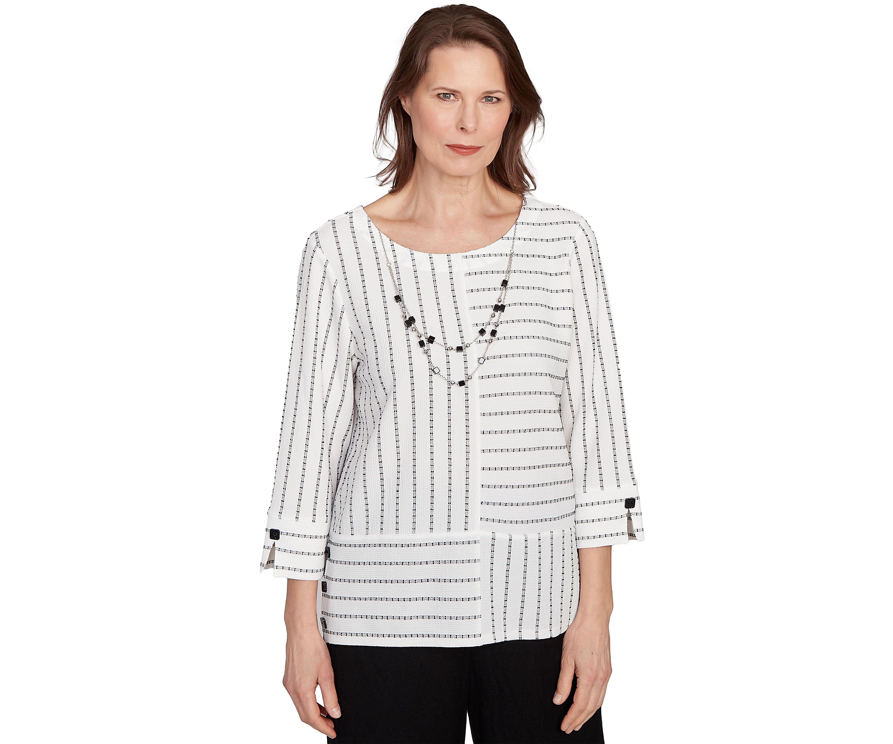 Petite Santa Barbara Spliced Texture Stripe Top