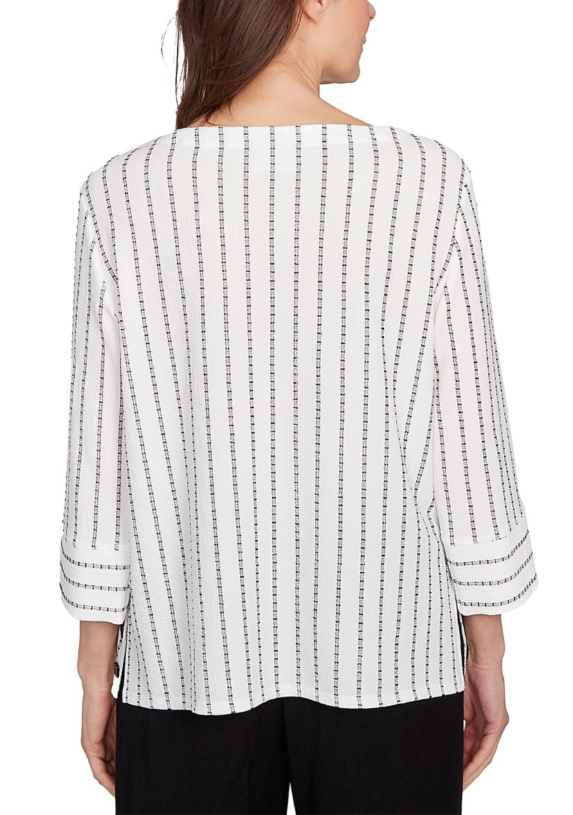 Petite Santa Barbara Spliced Texture Stripe Top