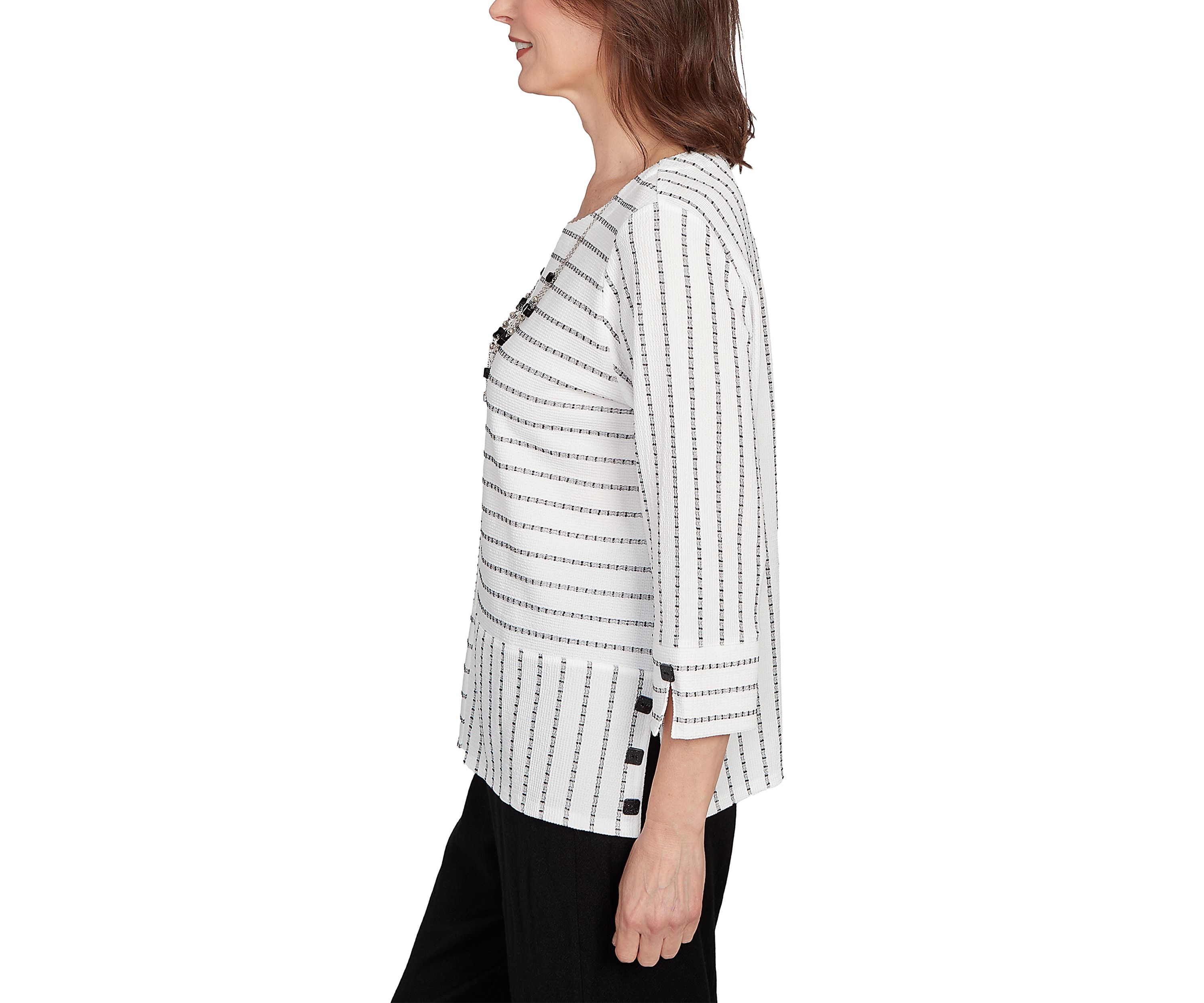 Petite Santa Barbara Spliced Texture Stripe Top