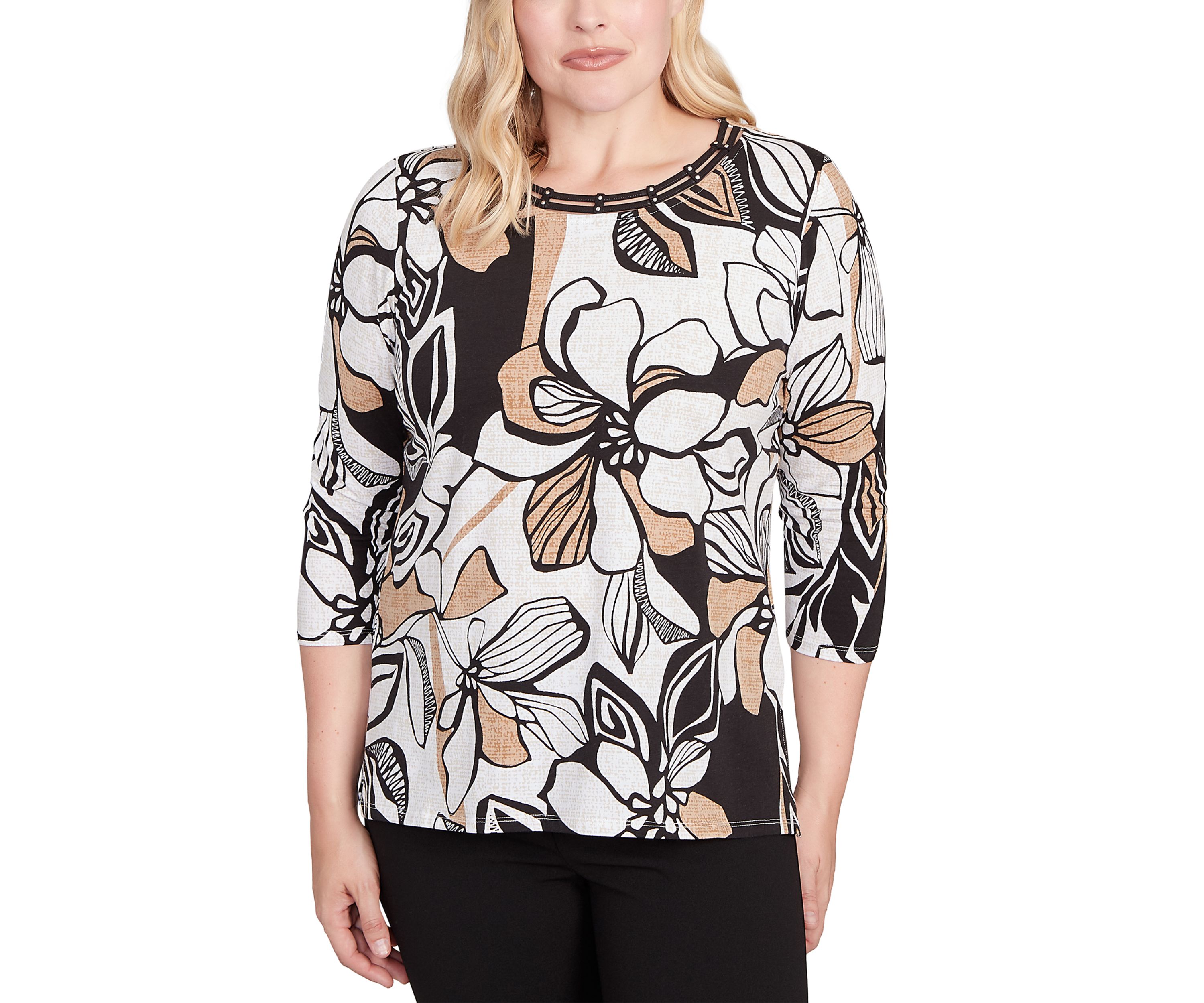 Petite Santa Barbara Leaf Floral Top
