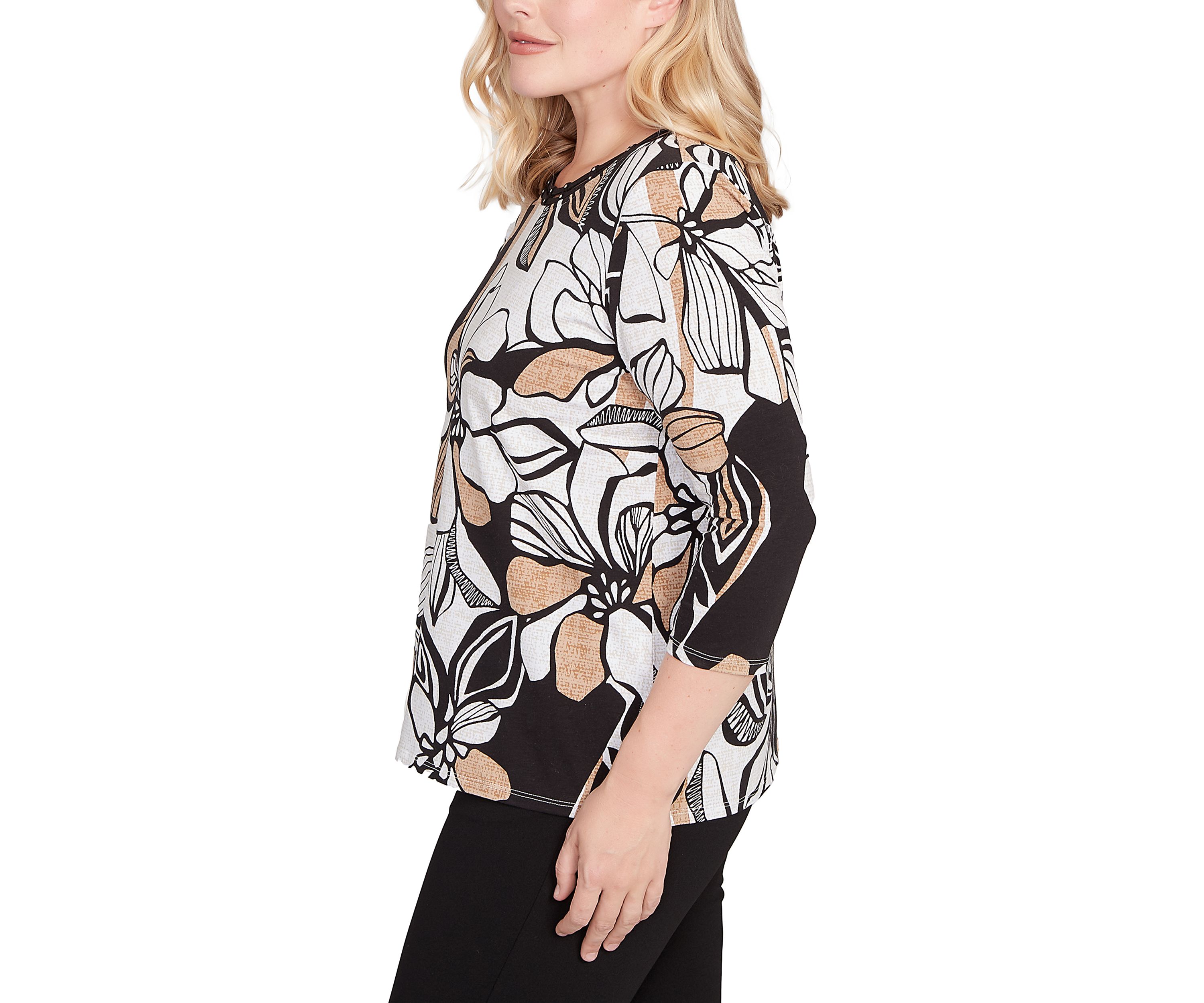 Petite Santa Barbara Leaf Floral Top