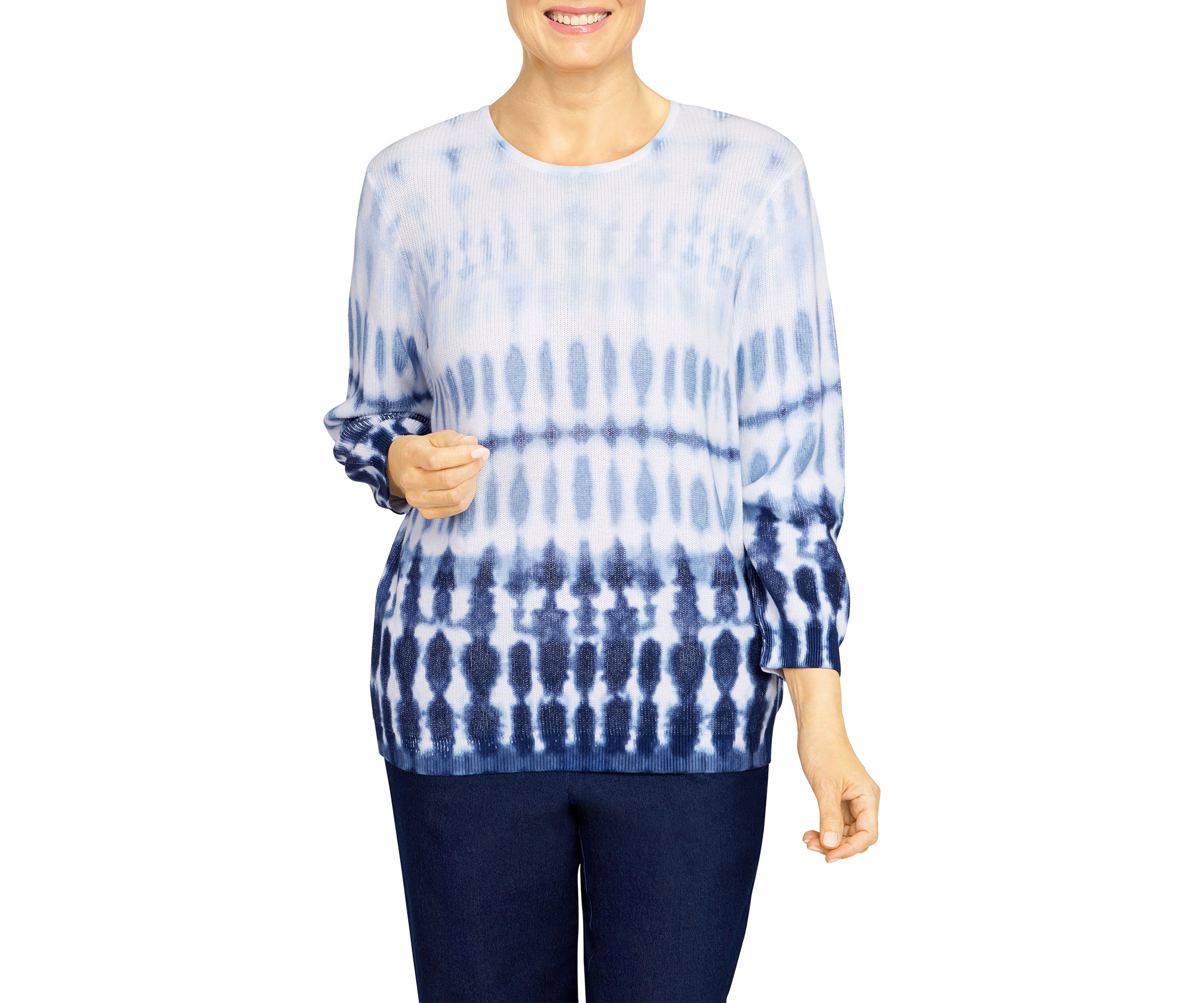 Petite Shenandoah Valley Crew Neck Ombré Tie Dye Sweater