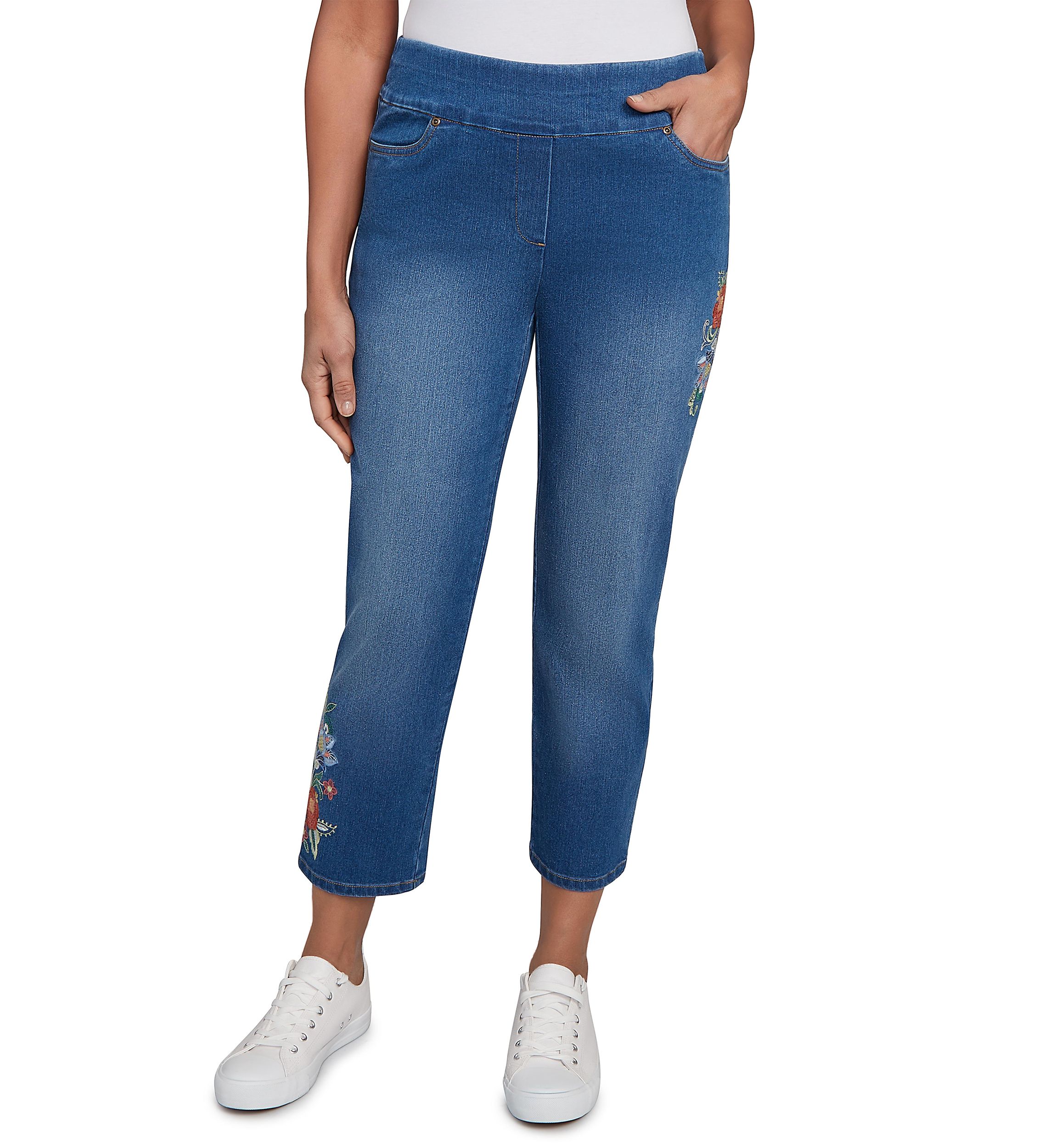 Womens El Paso Floral Embroidered Ankle Pants