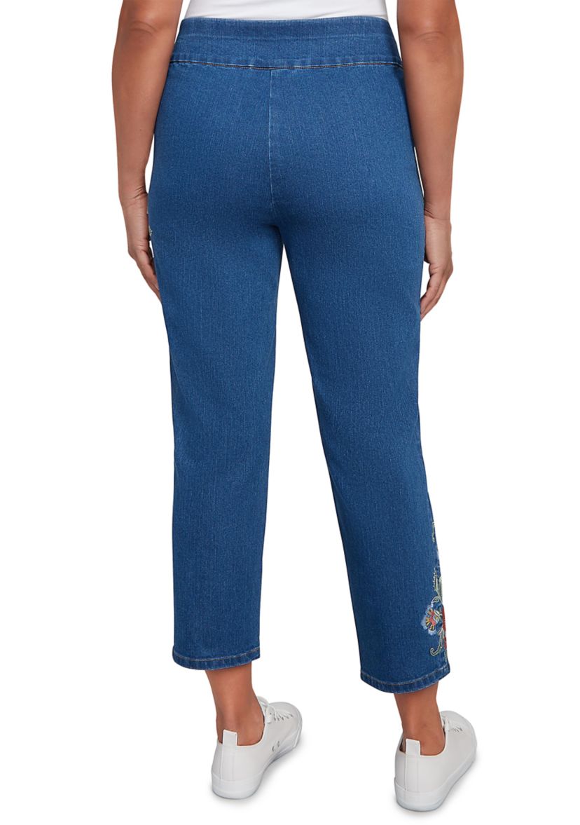 Womens El Paso Floral Embroidered Ankle Pants
