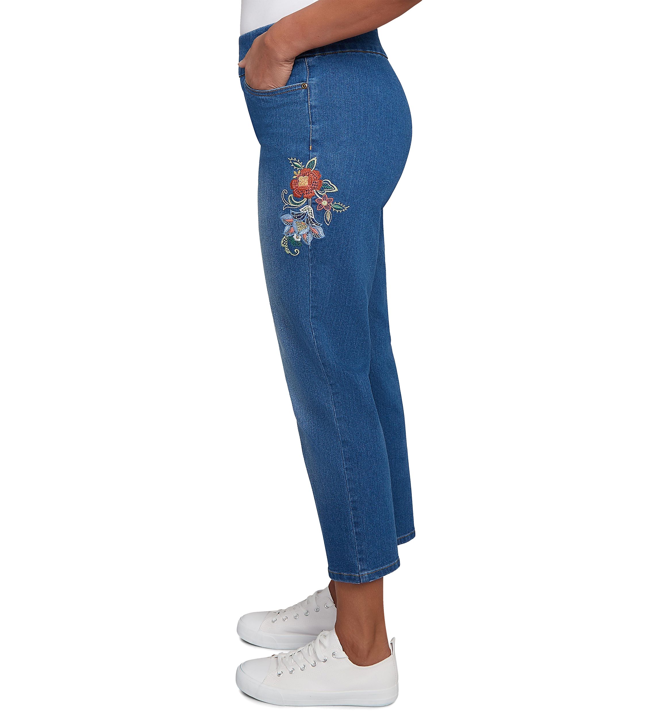 Womens El Paso Floral Embroidered Ankle Pants