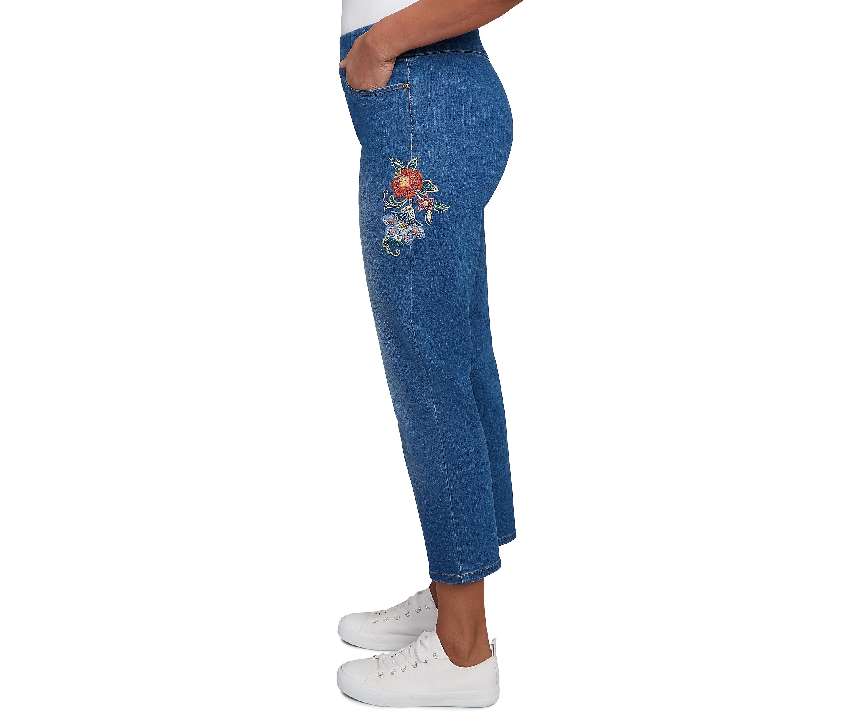 Womens El Paso Floral Embroidered Ankle Pants