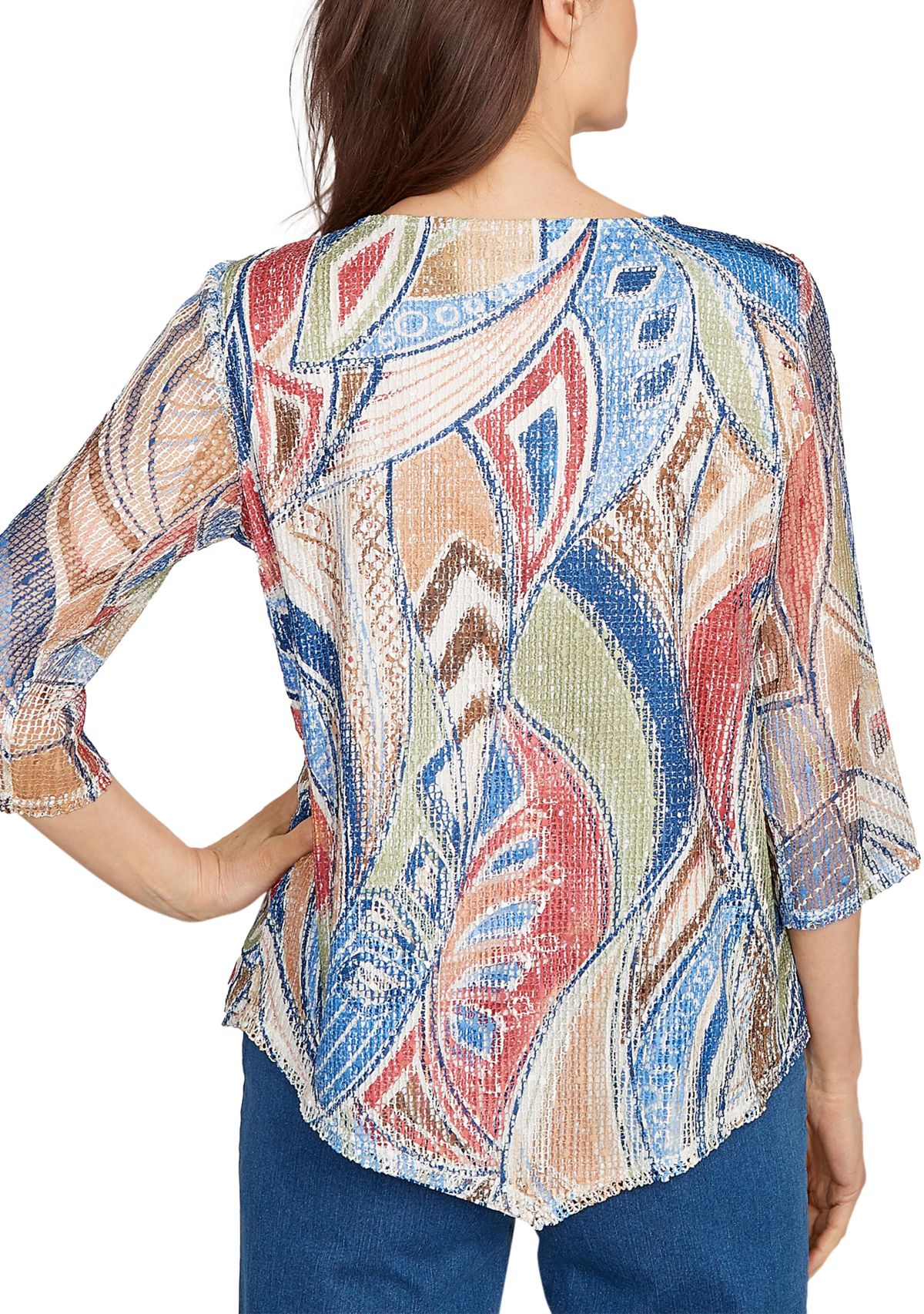 Womens El Paso Print Texture with Necklace Top