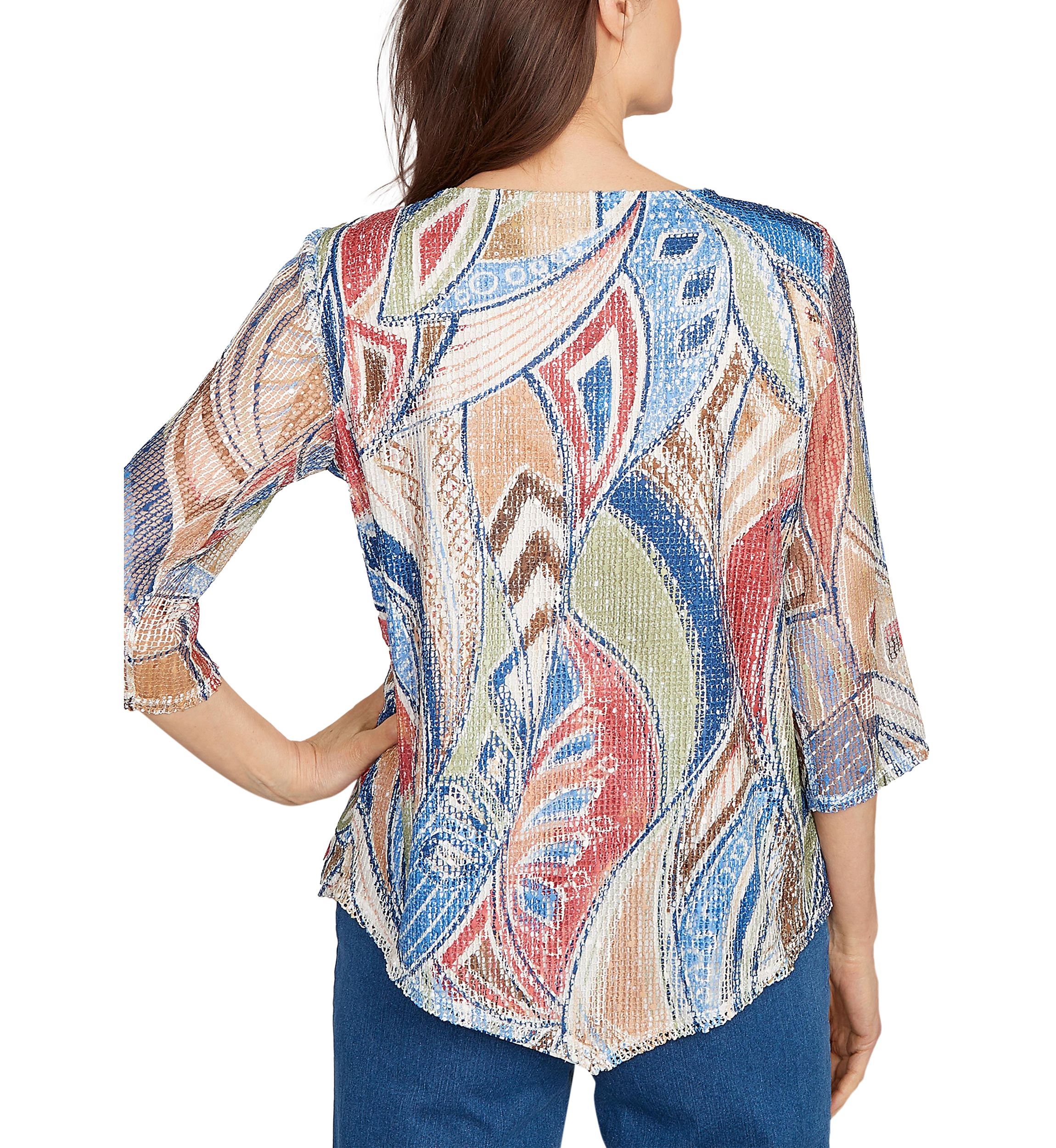 Womens El Paso Print Texture with Necklace Top