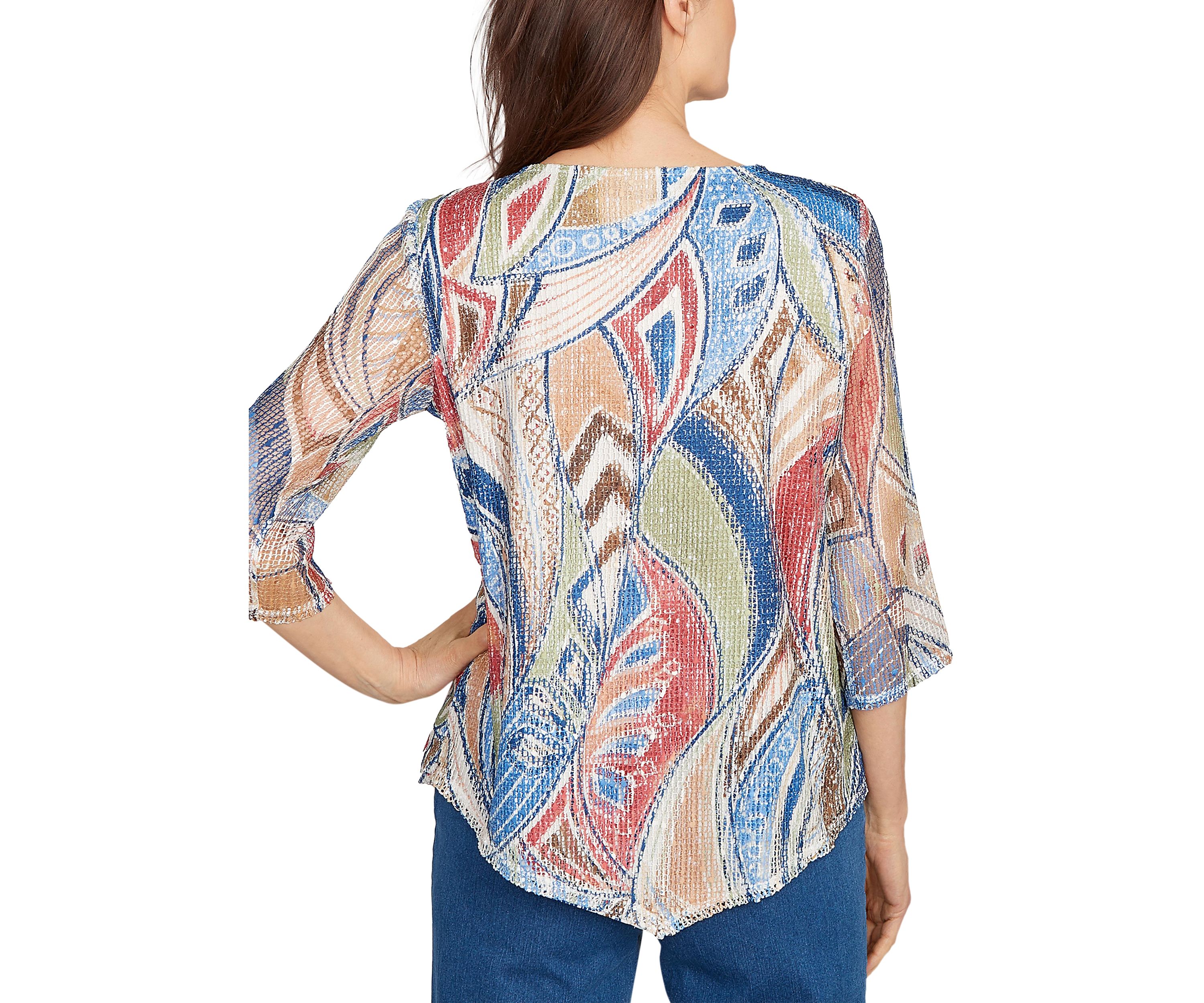 Womens El Paso Print Texture with Necklace Top
