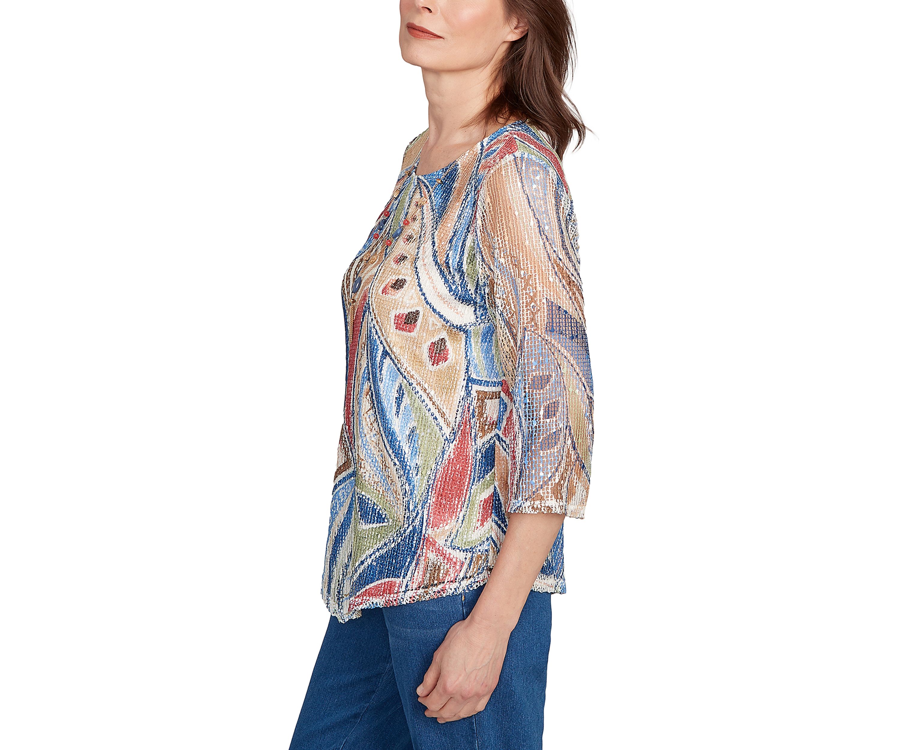 Womens El Paso Print Texture with Necklace Top