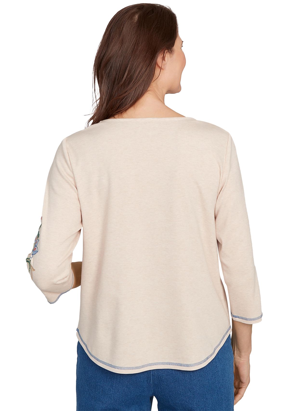 Womens El Paso Asymmetric Flower Embroidery Top 