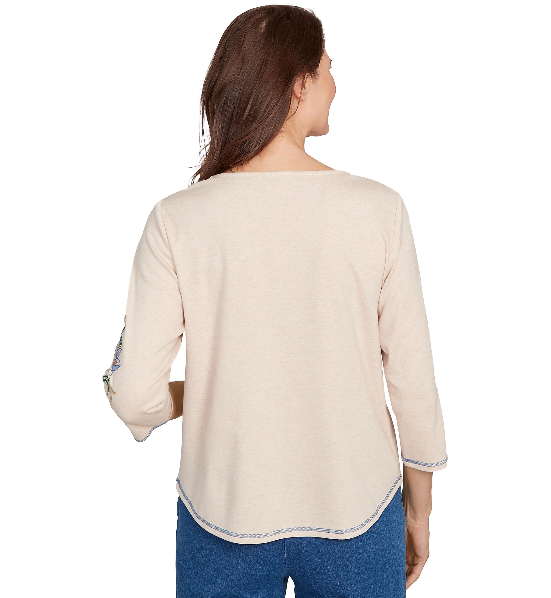 Womens El Paso Asymmetric Flower Embroidery Top 