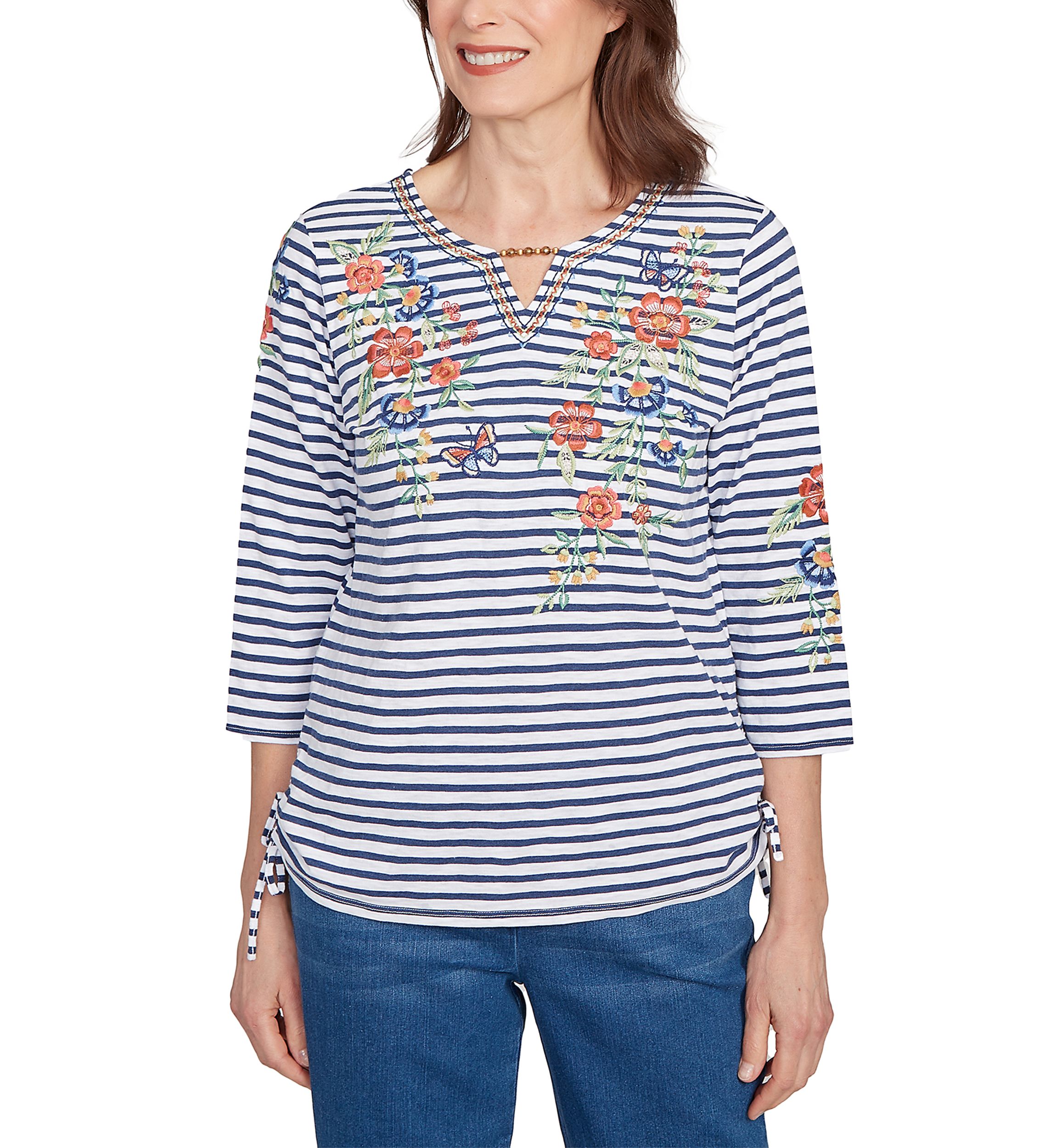 Womens Floral Embroidered Top