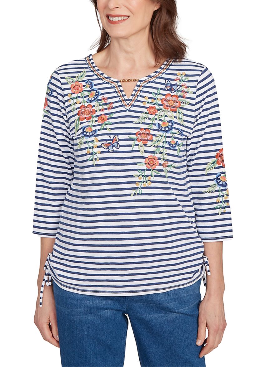 Womens Floral Embroidered Top