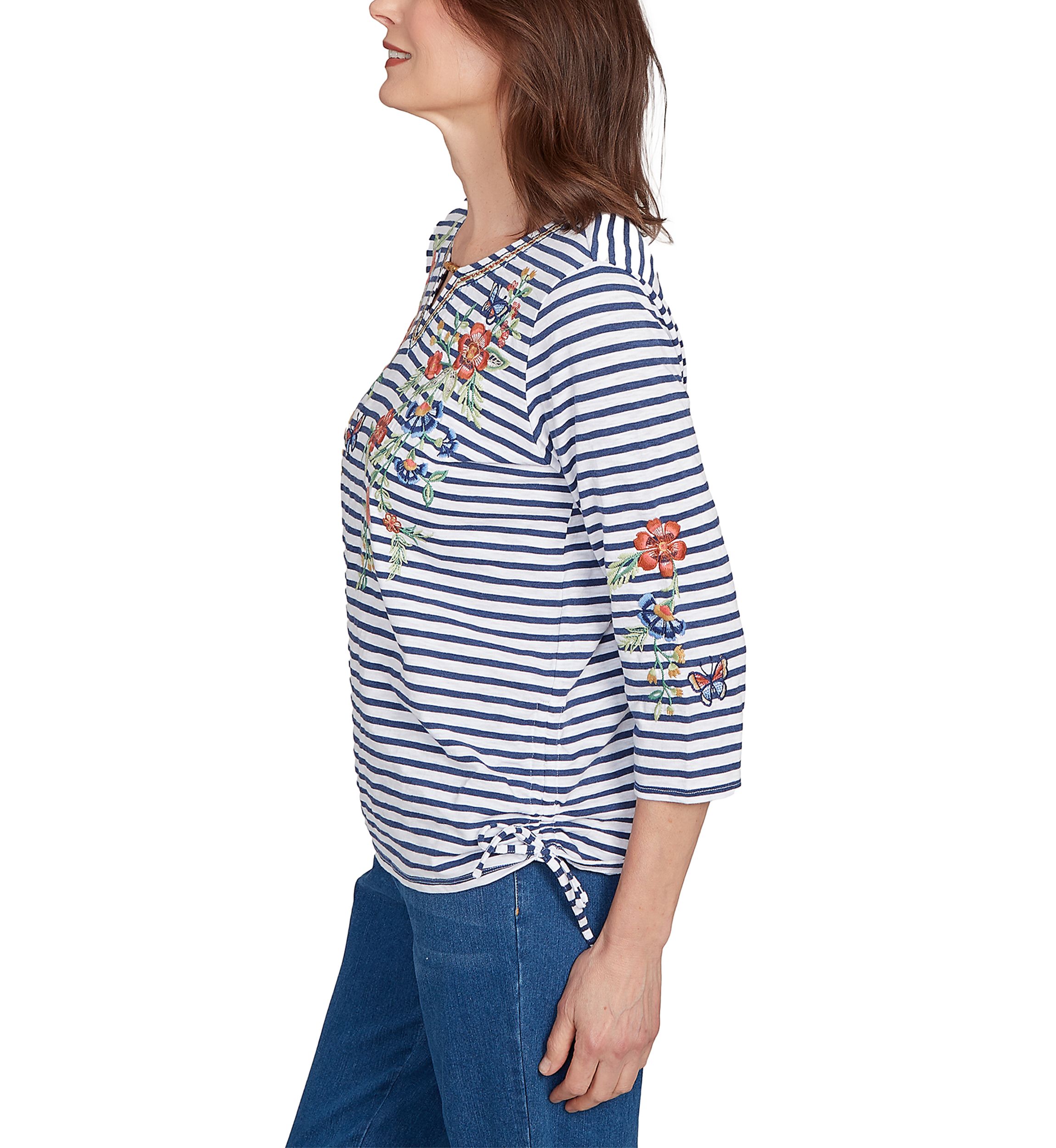 Womens Floral Embroidered Top