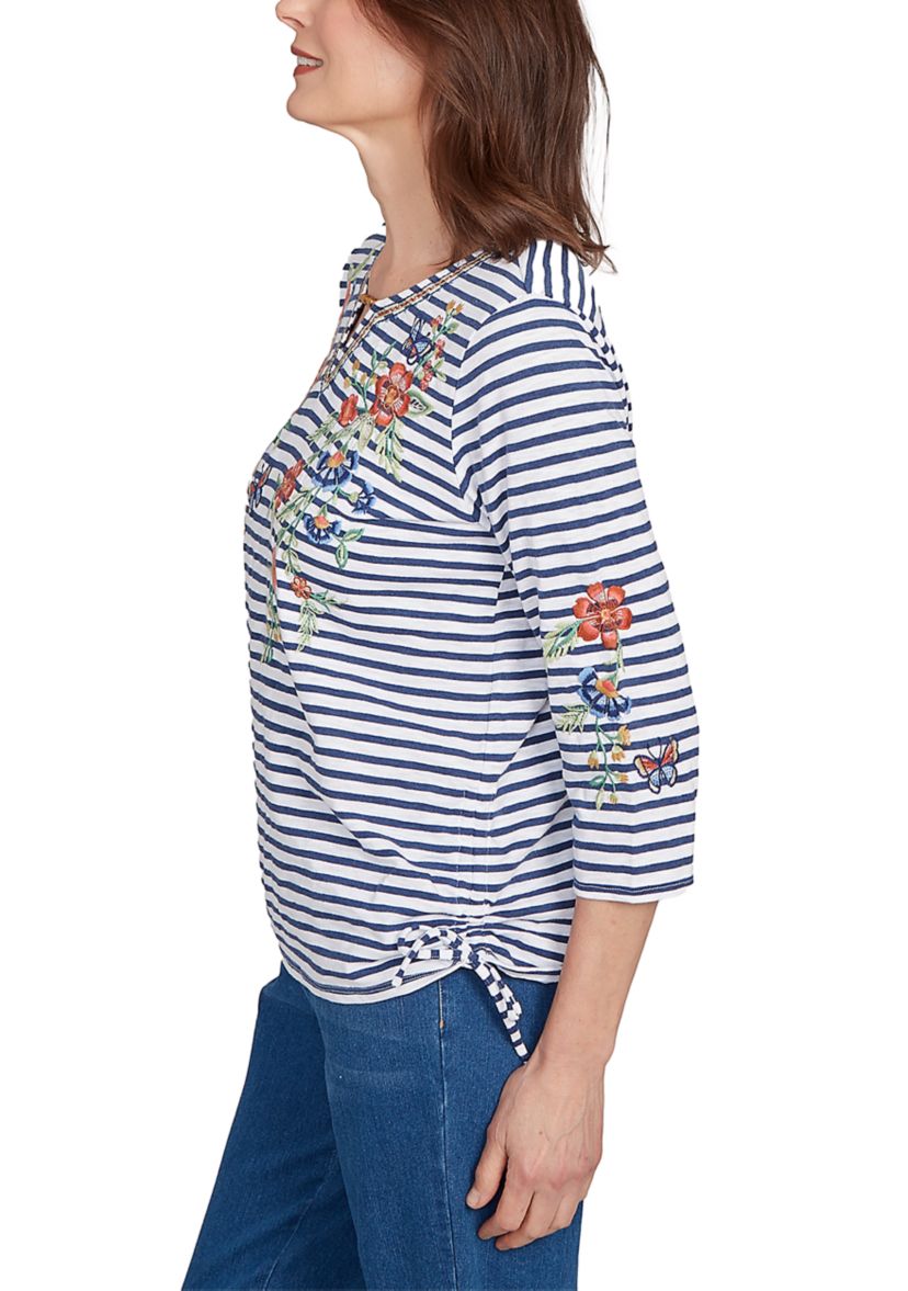 Womens Floral Embroidered Top