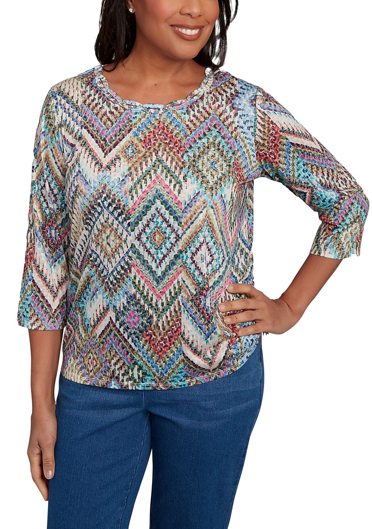 Womens El Paso Ikat Diamond Top
