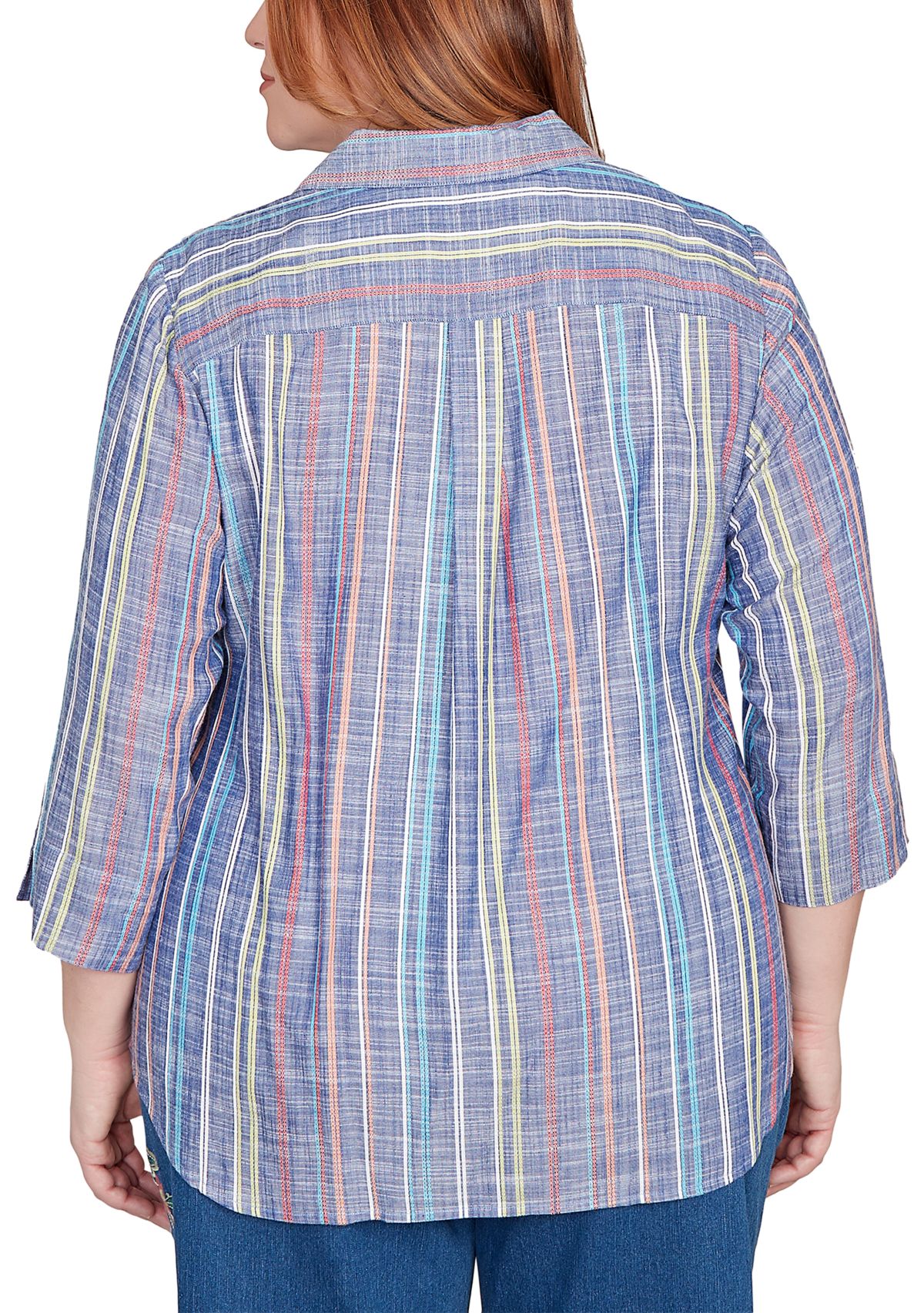 Plus Size El Paso Texture Multi Stripe Top