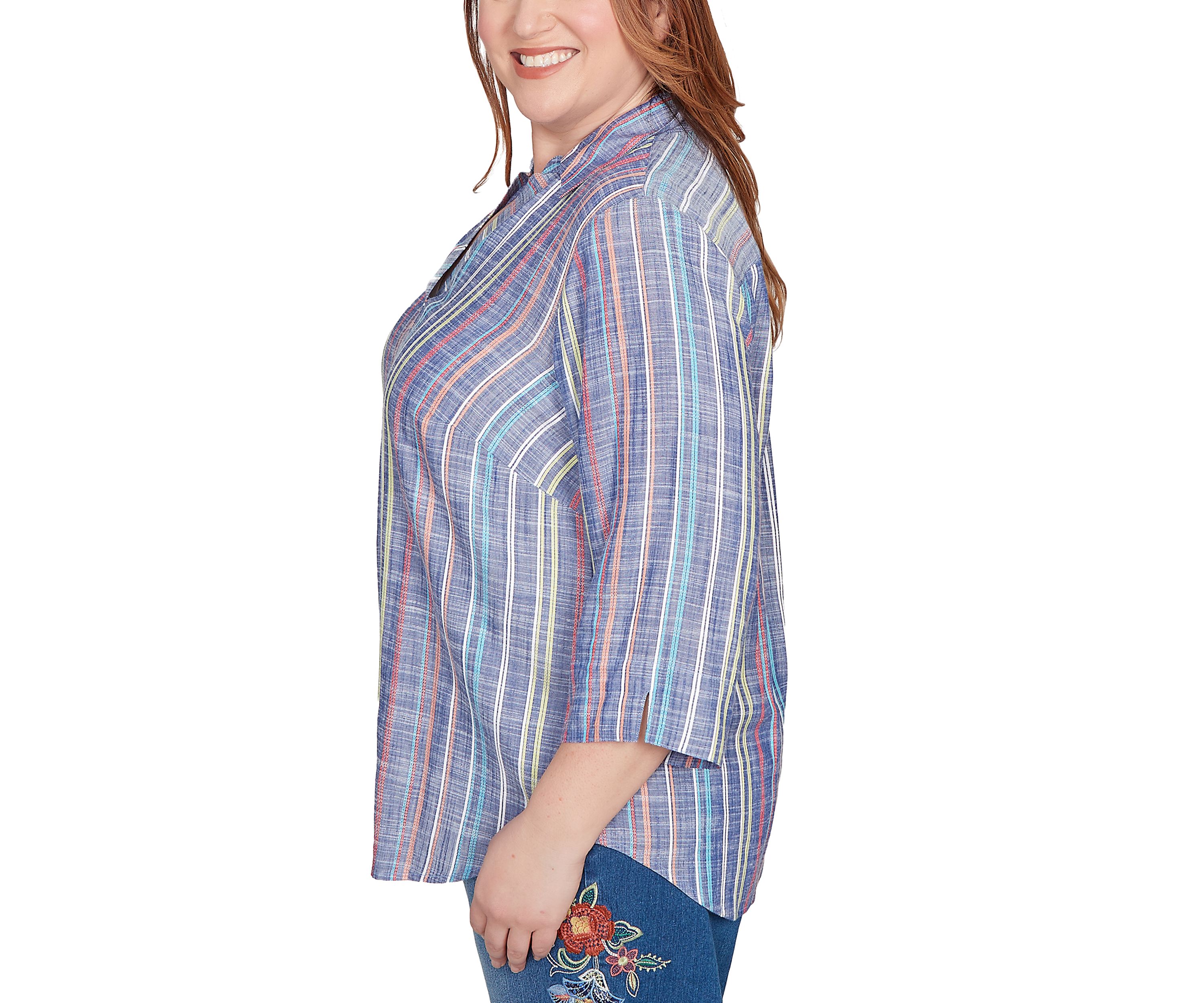 Plus Size El Paso Texture Multi Stripe Top