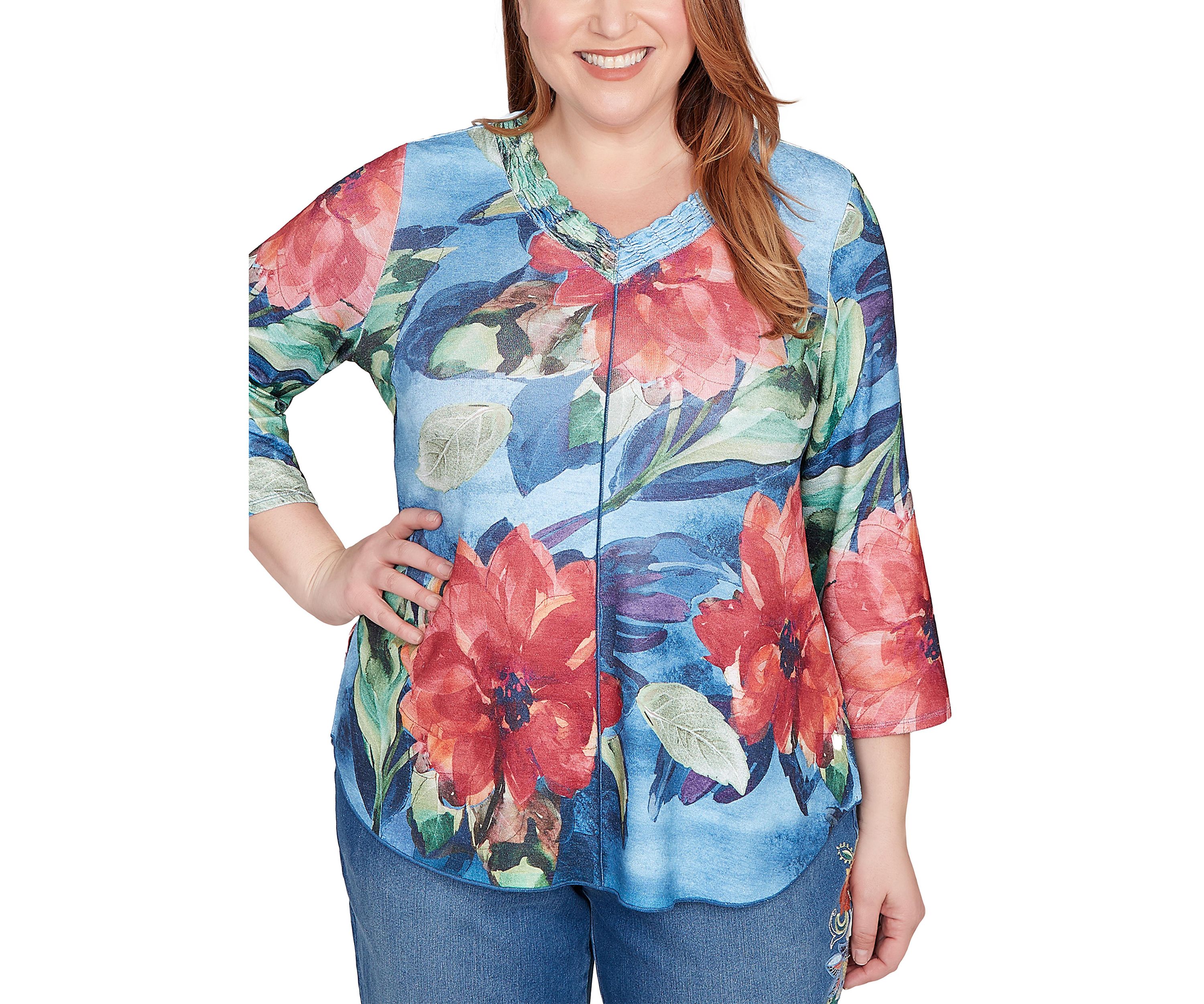 Plus Size El Paso Drama Floral Top 