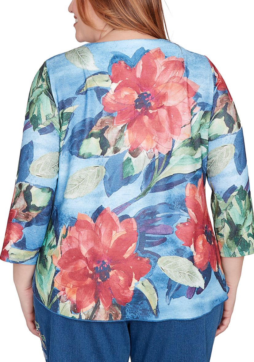 Plus Size El Paso Drama Floral Top 